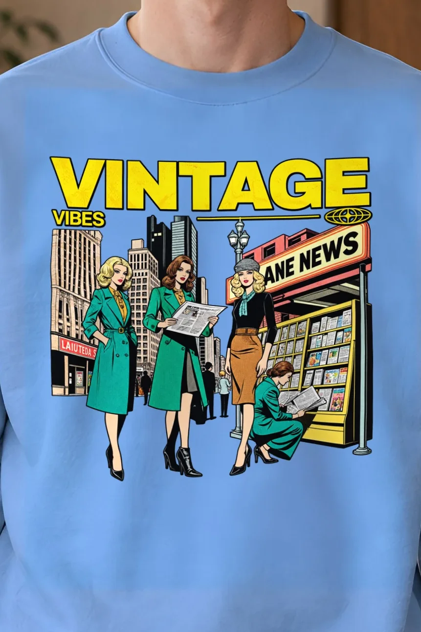 "Newsstand Style Crew" 1 Crewneck Sweatshirt - the graphic up close