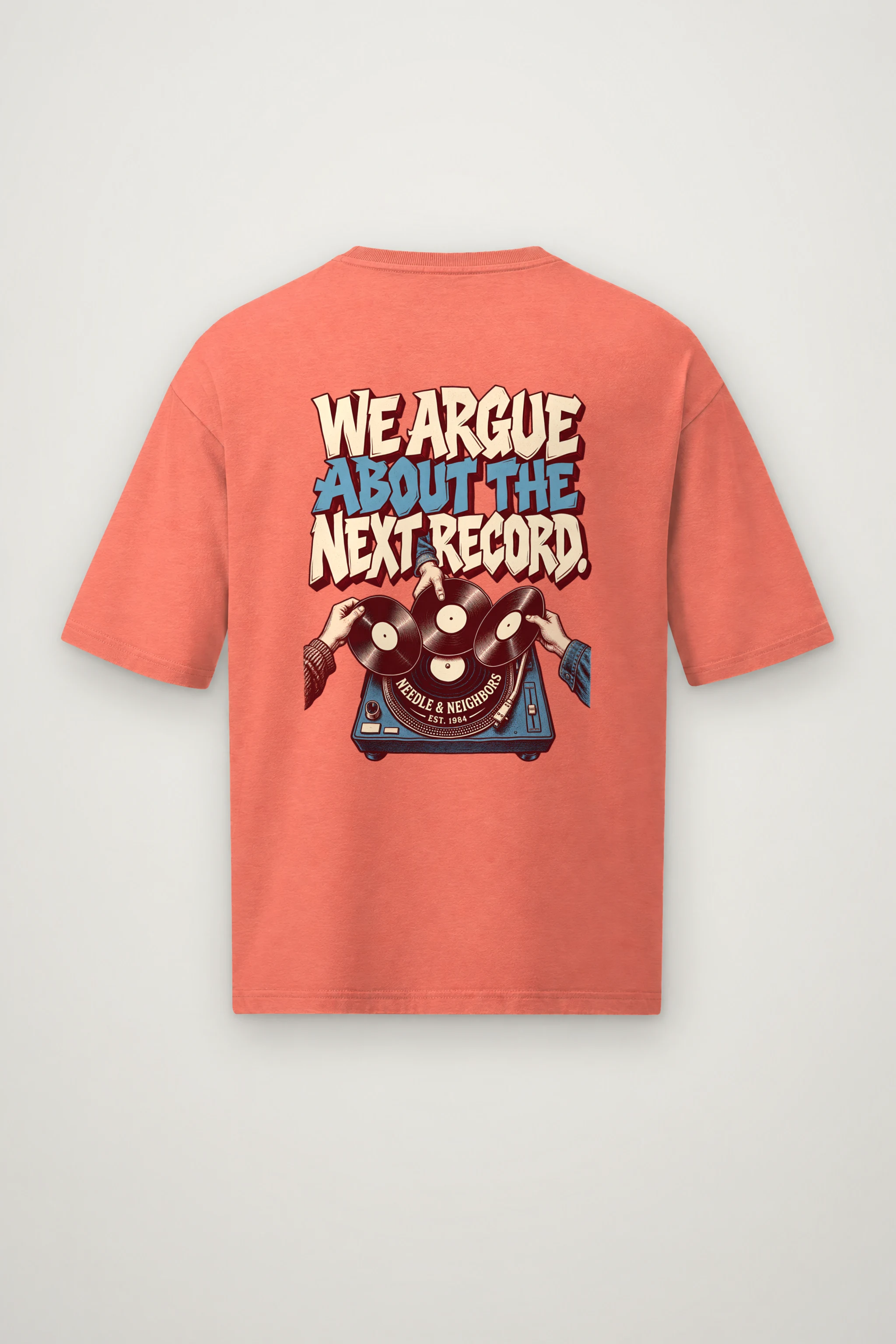 "Next Record" Men's Oversized Heavyweight Crewneck T-Shirt