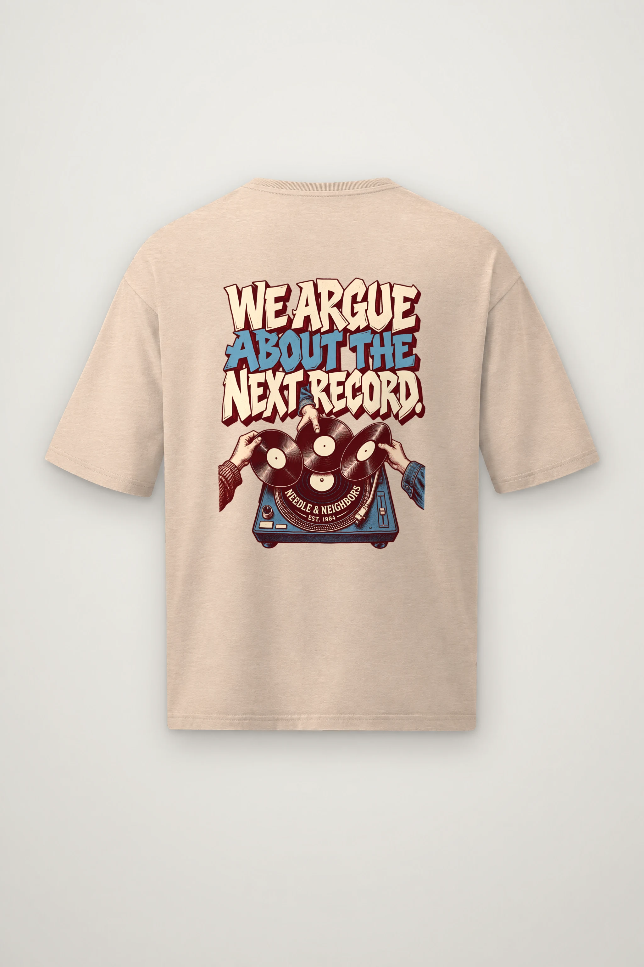 "Next Record" Men's Oversized Heavyweight Crewneck T-Shirt
