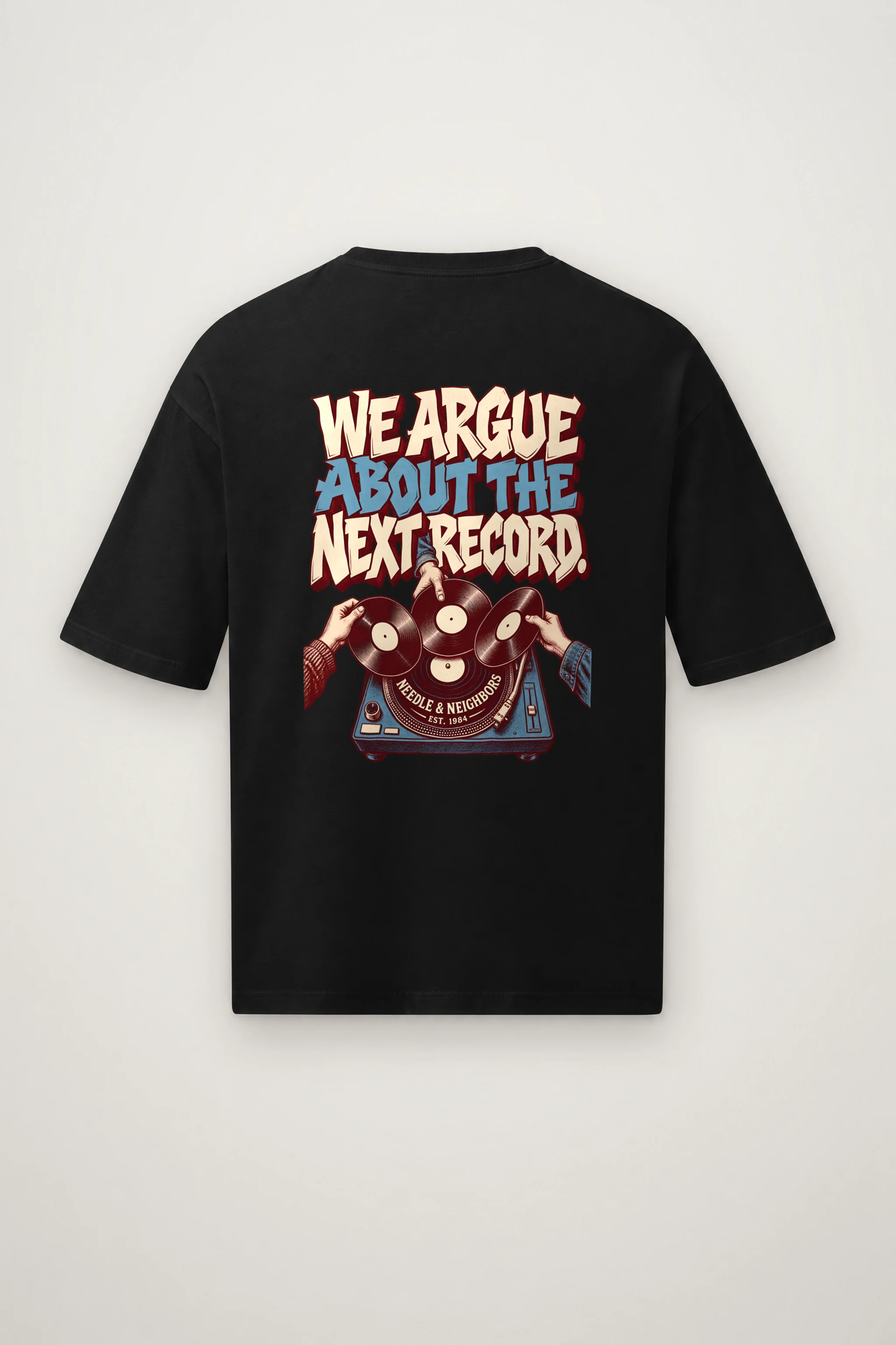 "Next Record" Men's Oversized Heavyweight Crewneck T-Shirt
