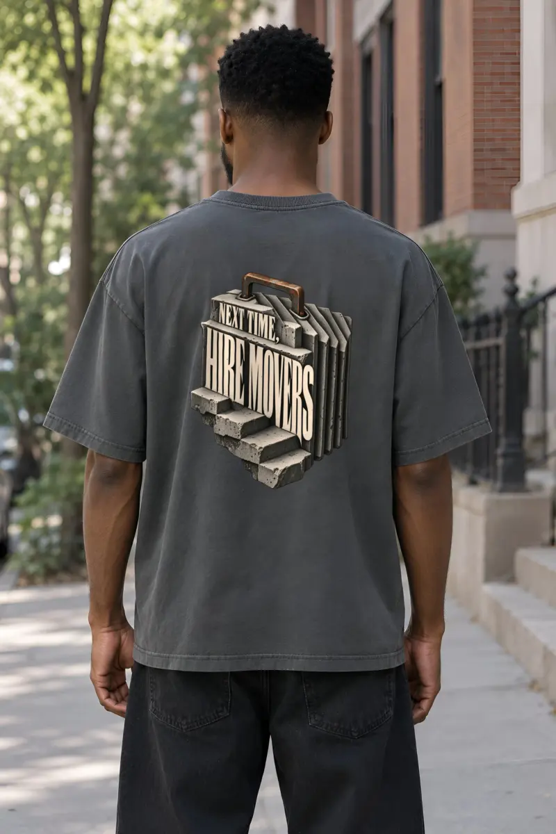"Next Time Hire Movers" Unisex Oversized Heavyweight Crewneck T-Shirt