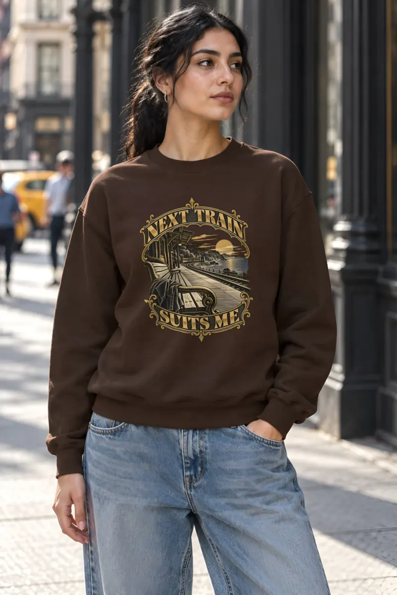 "Next Train Suits Me" Heavy Blend Unisex Crewneck Sweatshirt