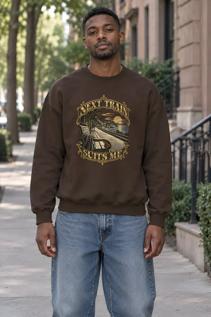 "Next Train Suits Me" Heavy Blend Unisex Crewneck Sweatshirt