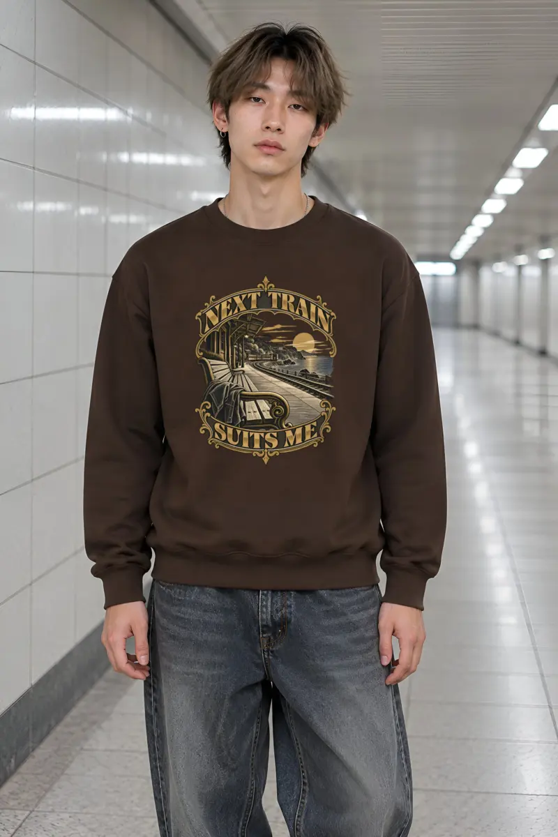 "Next Train Suits Me" Heavy Blend Unisex Crewneck Sweatshirt
