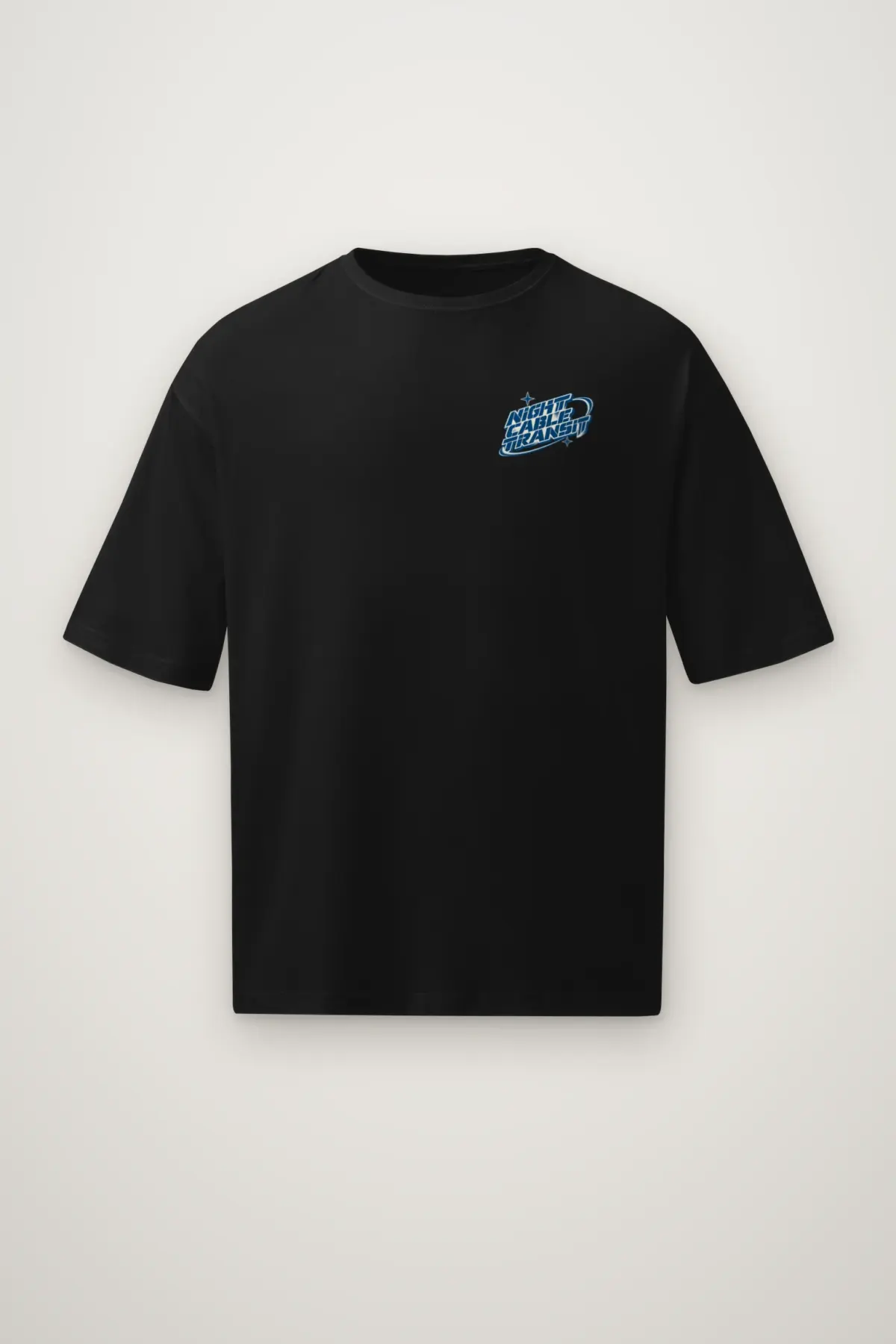 "Night Cable Transit" Men's Oversized Heavyweight Crewneck T-Shirt