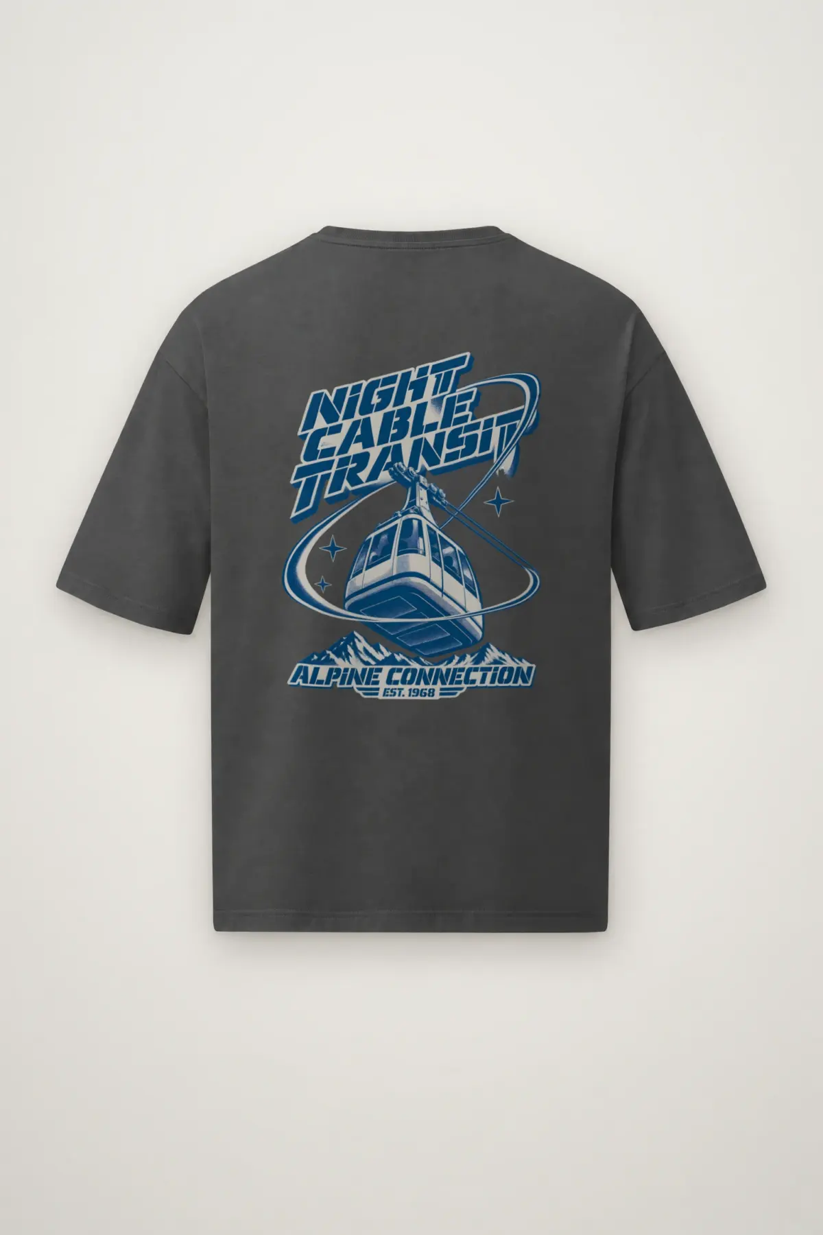 "Night Cable Transit" Men's Oversized Heavyweight Crewneck T-Shirt