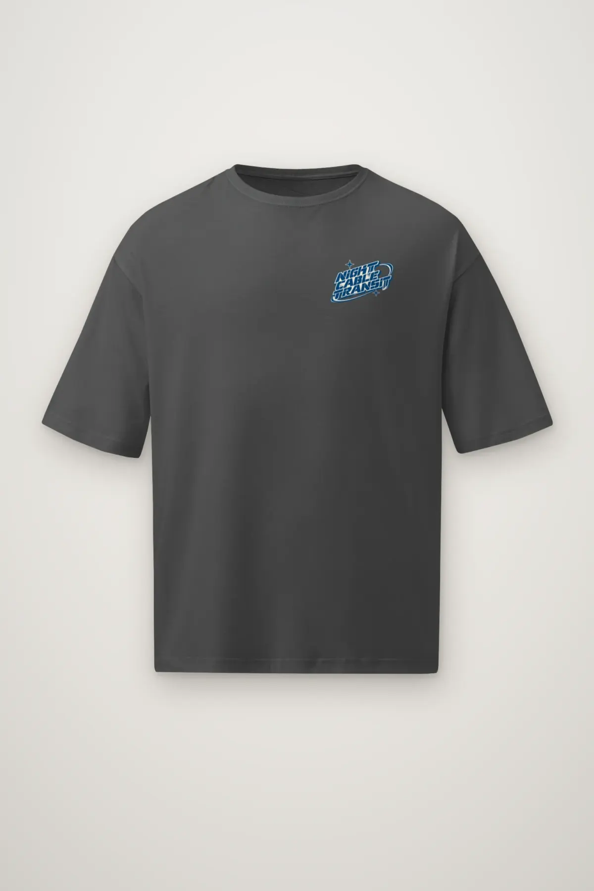 "Night Cable Transit" Men's Oversized Heavyweight Crewneck T-Shirt