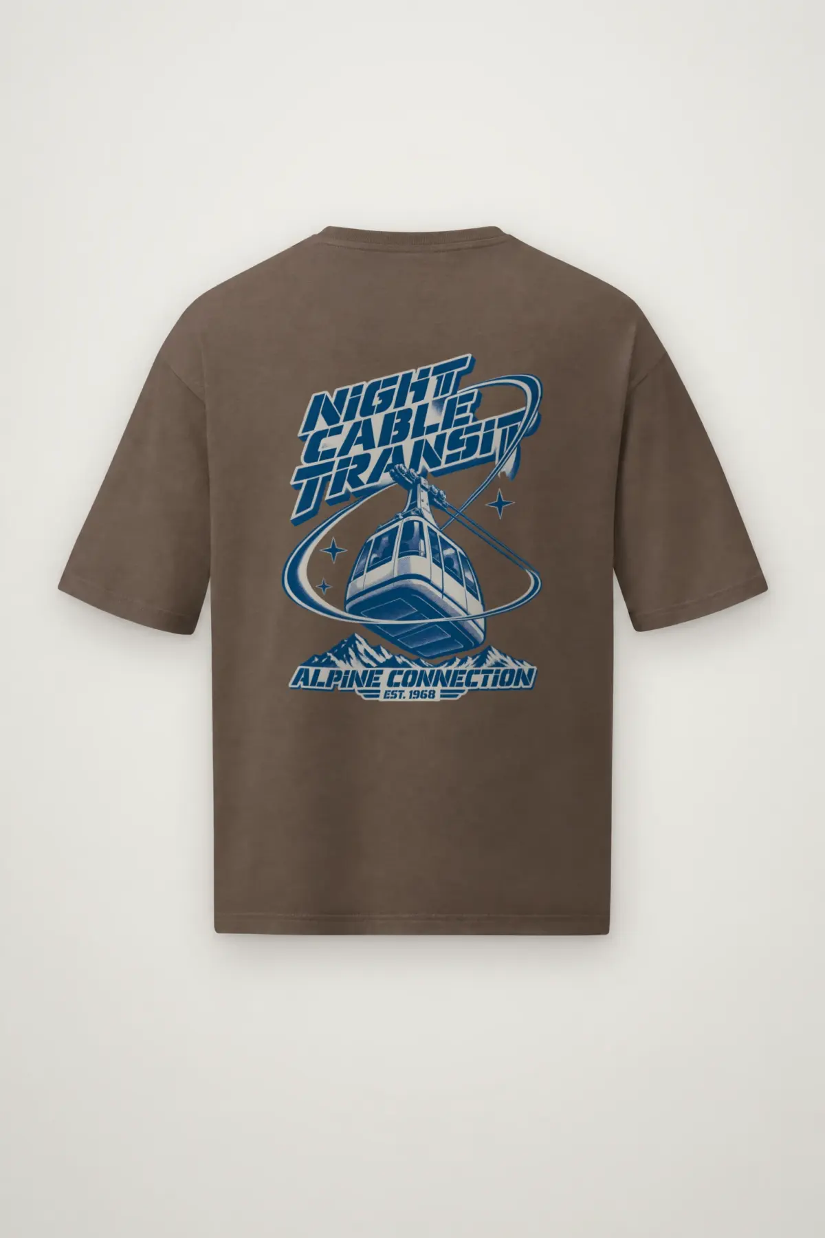 "Night Cable Transit" Men's Oversized Heavyweight Crewneck T-Shirt