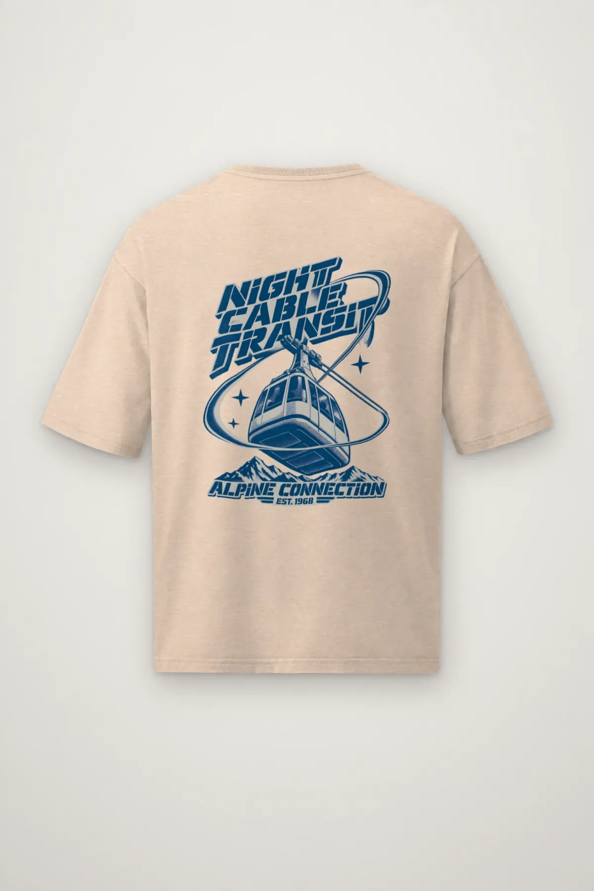 "Night Cable Transit" Men's Oversized Heavyweight Crewneck T-Shirt