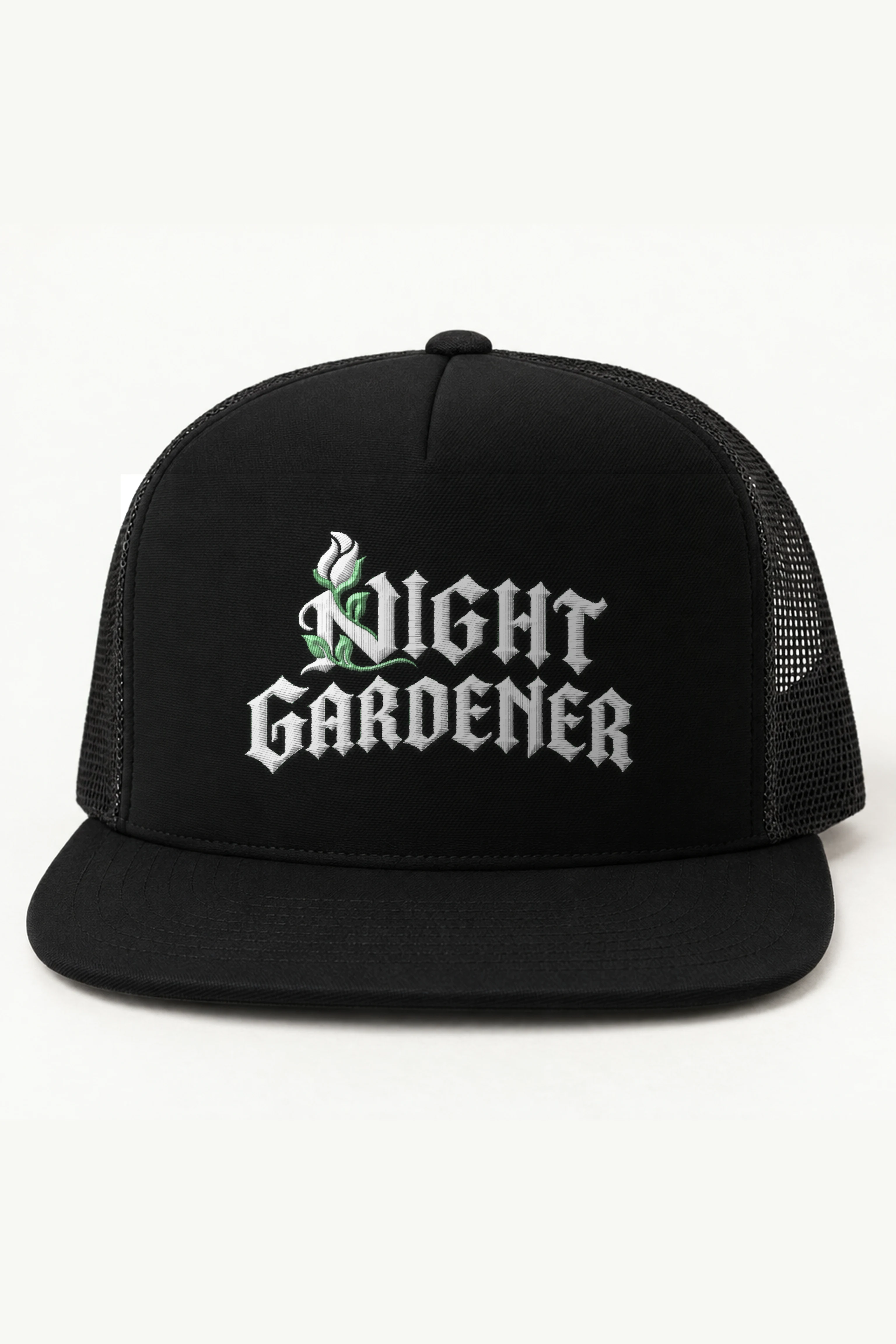 "Night Gardener" 5 Panel Trucker Cap · Embroidered