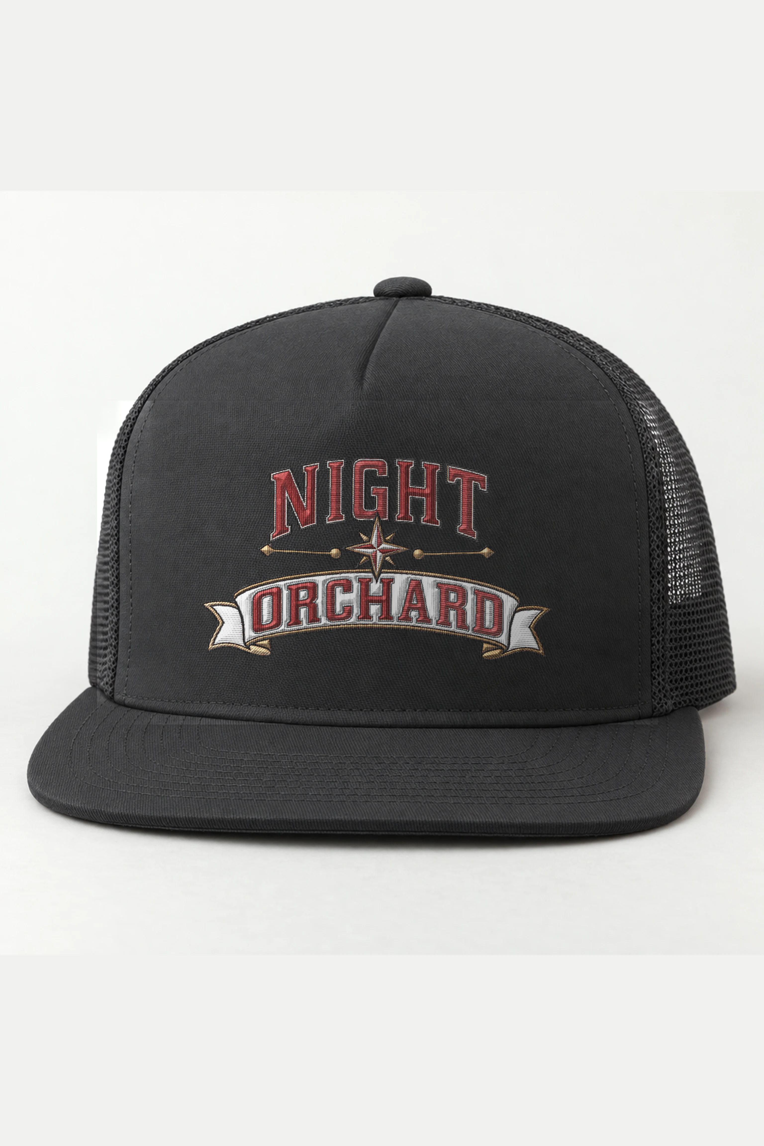 "Night Orchard" 5 Panel Trucker Cap · Embroidered