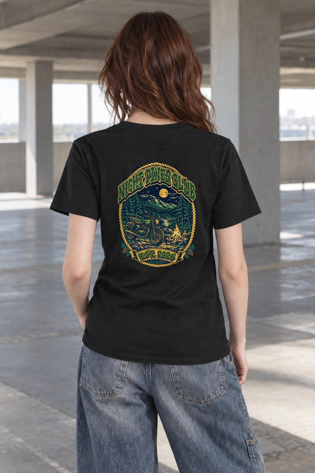 "Night Pines Club" Heavyweight Unisex Crewneck T-shirt