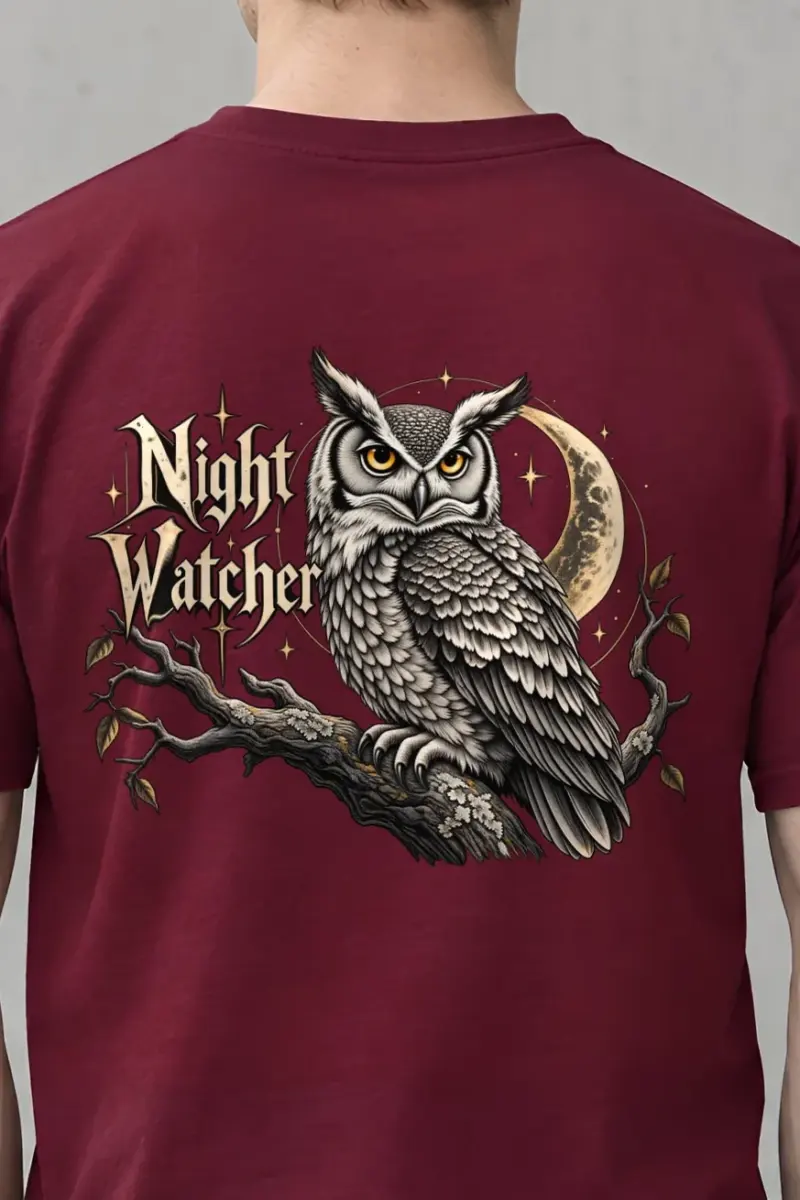 "Night Watcher Owl" Heavyweight Unisex Crewneck T-shirt