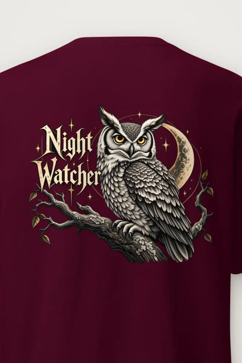 "Night Watcher Owl" Heavyweight Unisex Crewneck T-shirt
