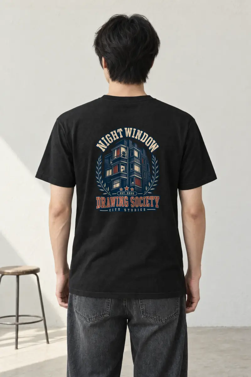"Night Window" Heavyweight Unisex Crewneck T-shirt