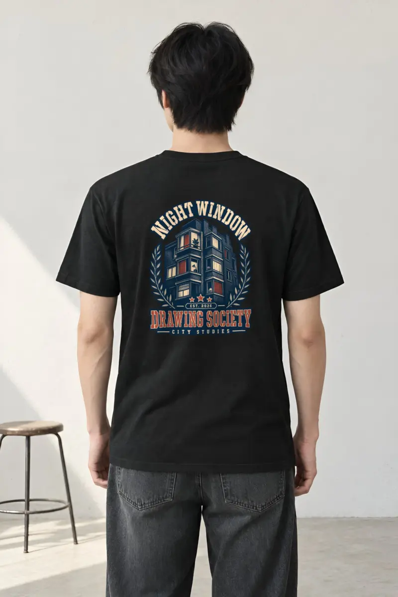 "Night Window" Heavyweight Unisex Crewneck T-shirt
