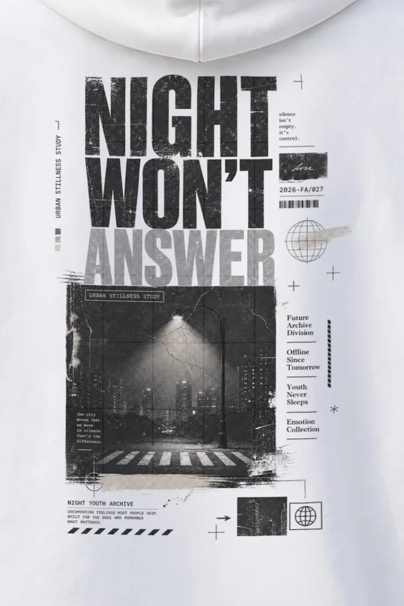 "Night Won’t Answer" 1 Pullover Hoodie - the graphic up close