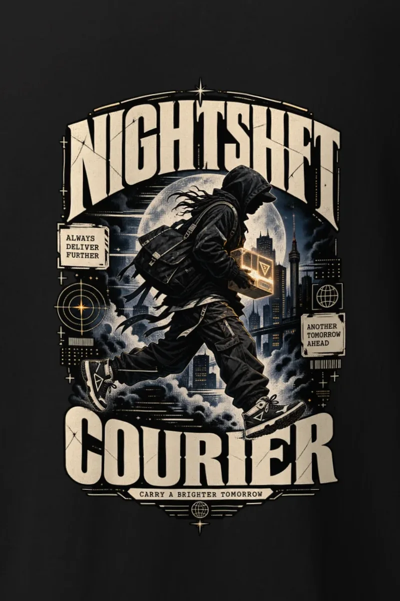 "Nightshift Courier" Heavyweight Unisex Crewneck T-shirt