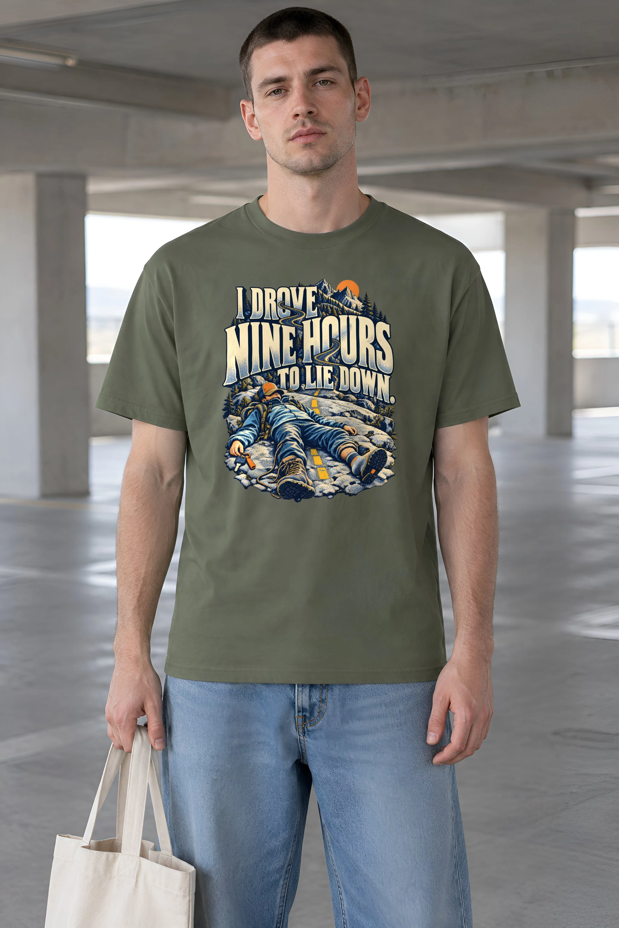 "Nine Hours To Rest" Heavyweight Unisex Crewneck T-shirt
