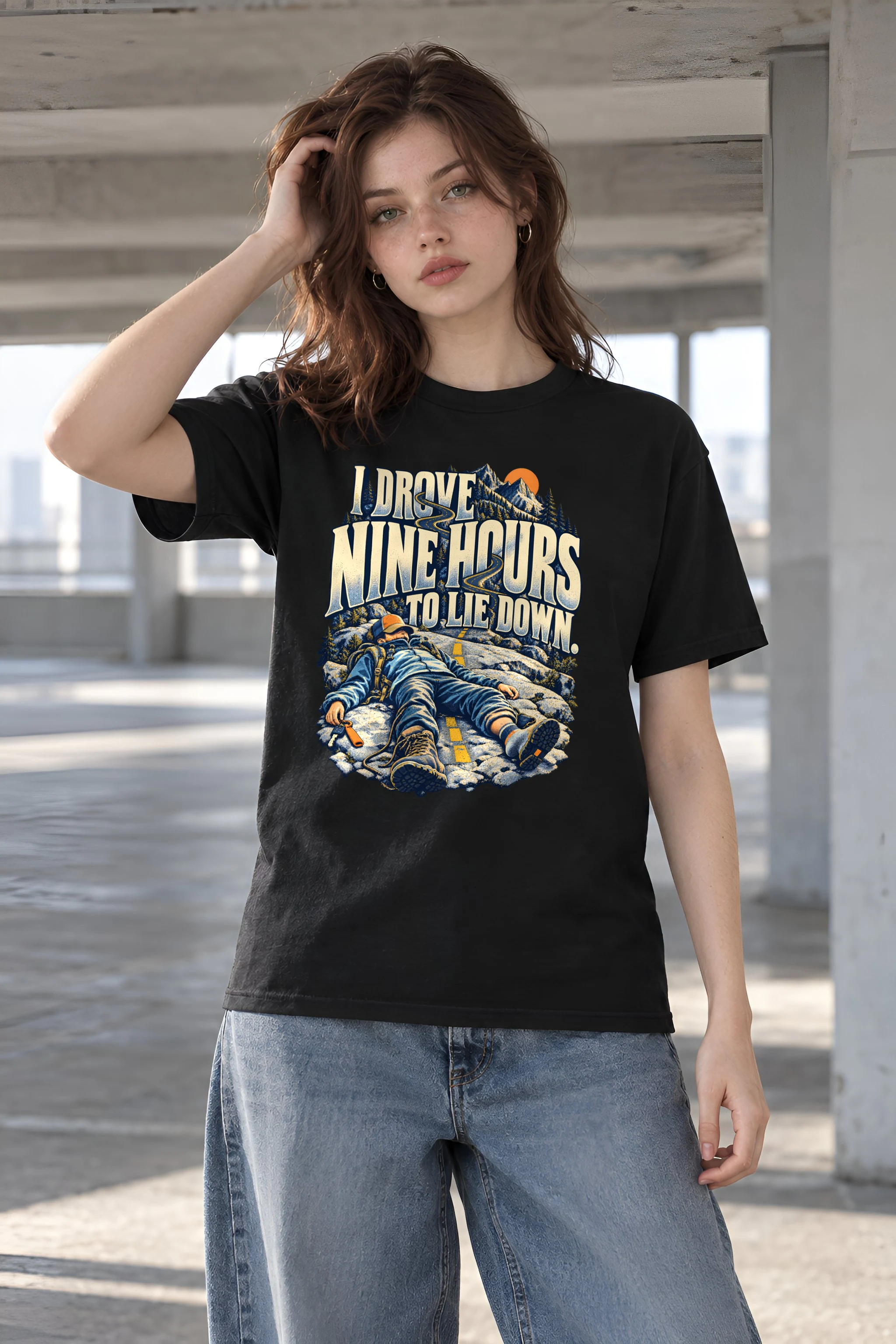 "Nine Hours To Rest" Heavyweight Unisex Crewneck T-shirt
