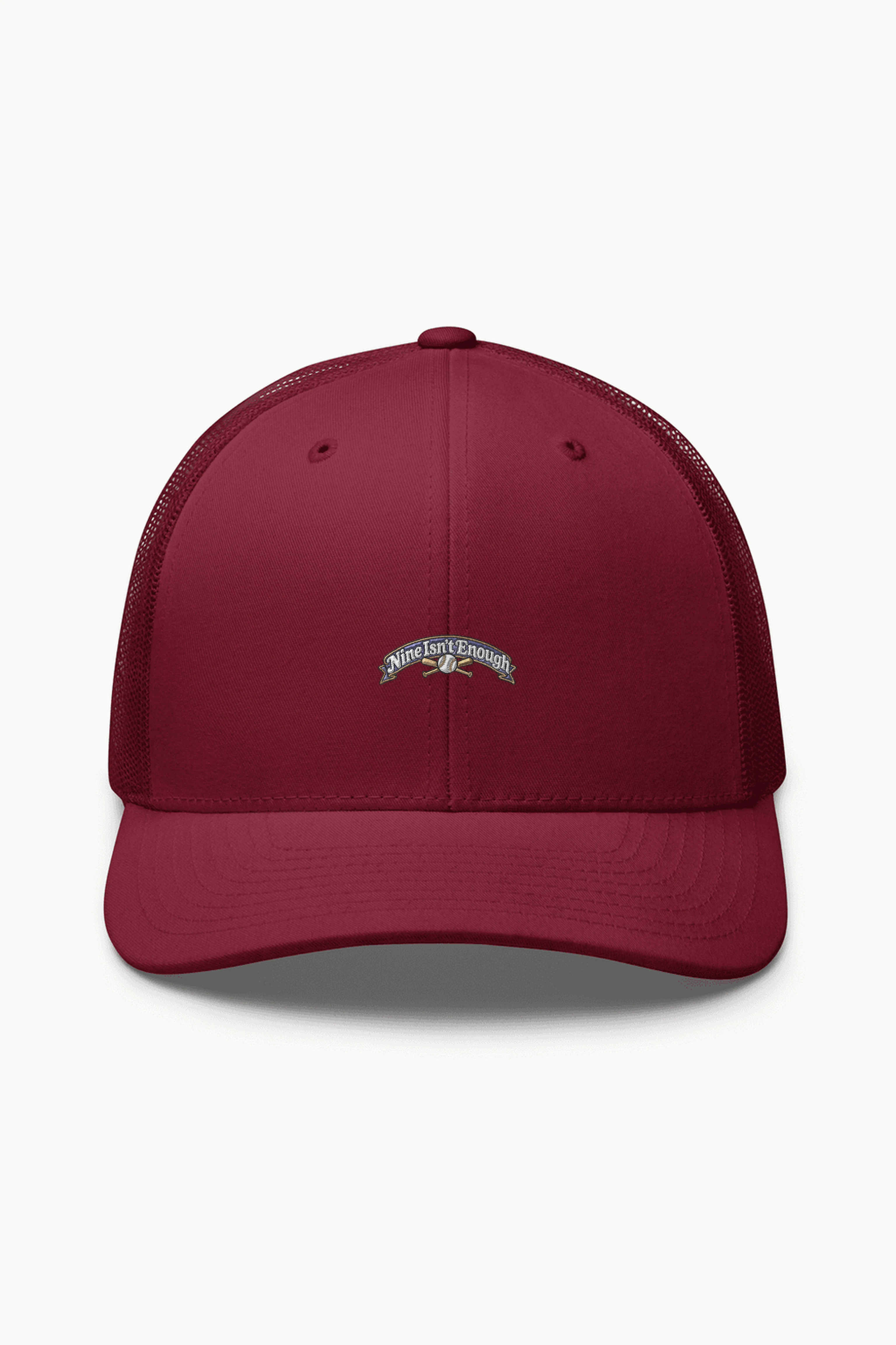 "Nine Isn't Enough" Retro Trucker Cap · Embroidered
