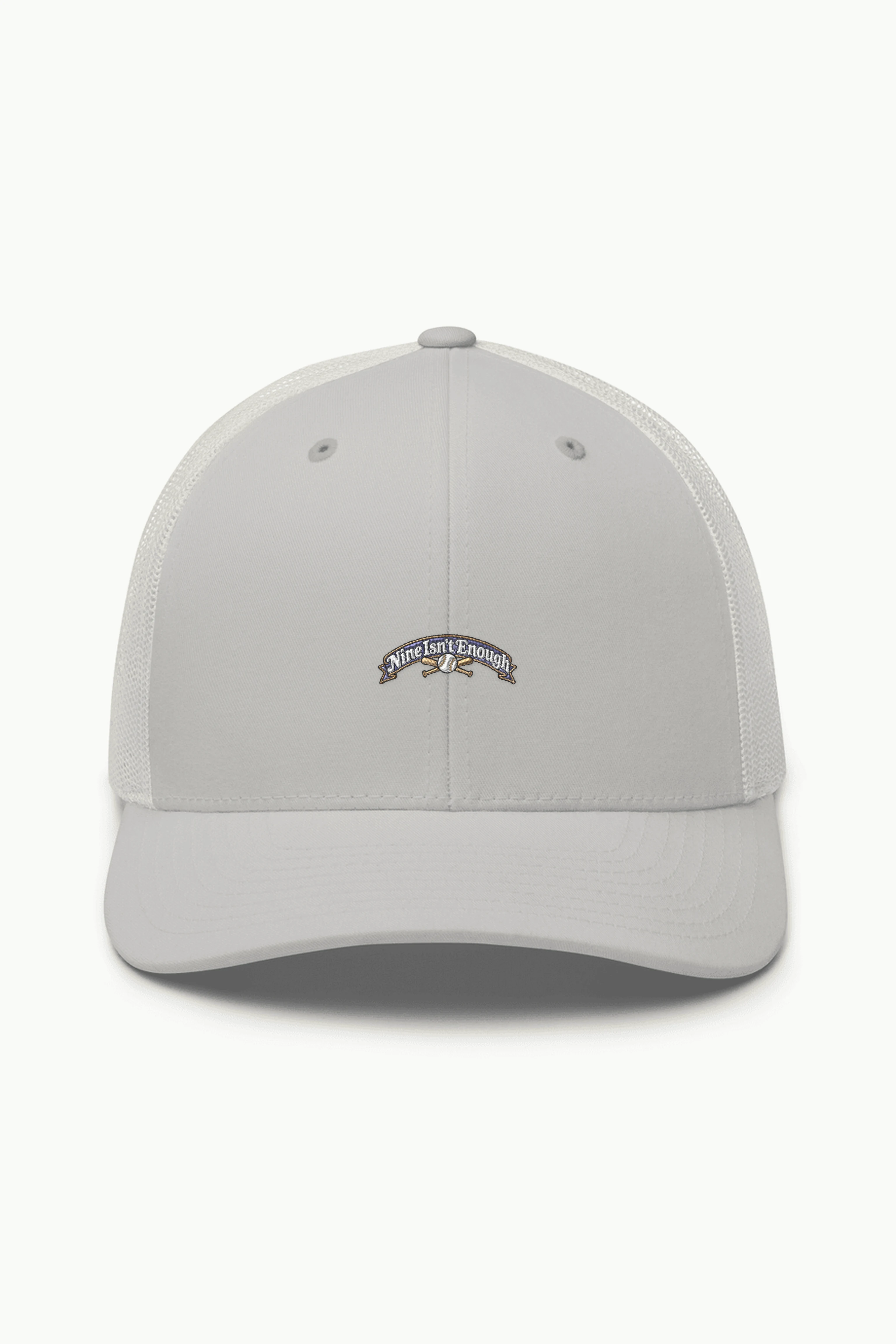 "Nine Isn't Enough" Retro Trucker Cap · Embroidered