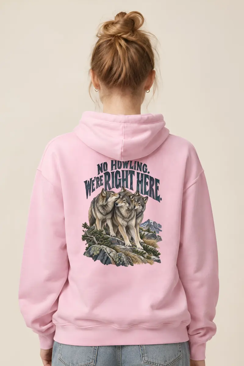 “No Howling, We’re Right Here” Heavy Blend Unisex Pullover Hoodie