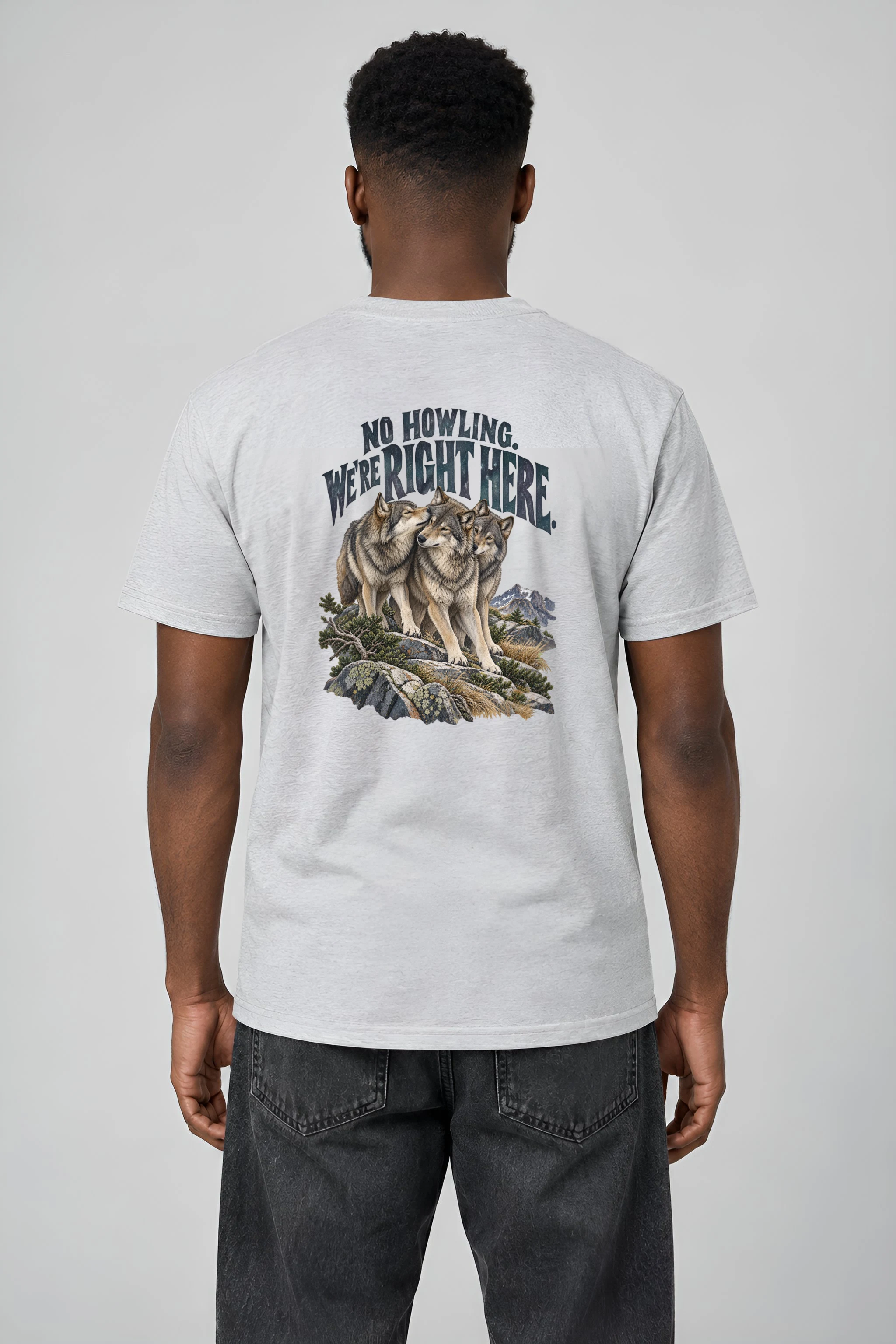 "No Howling. We're Right Here." Heavyweight Unisex Crewneck T-shirt