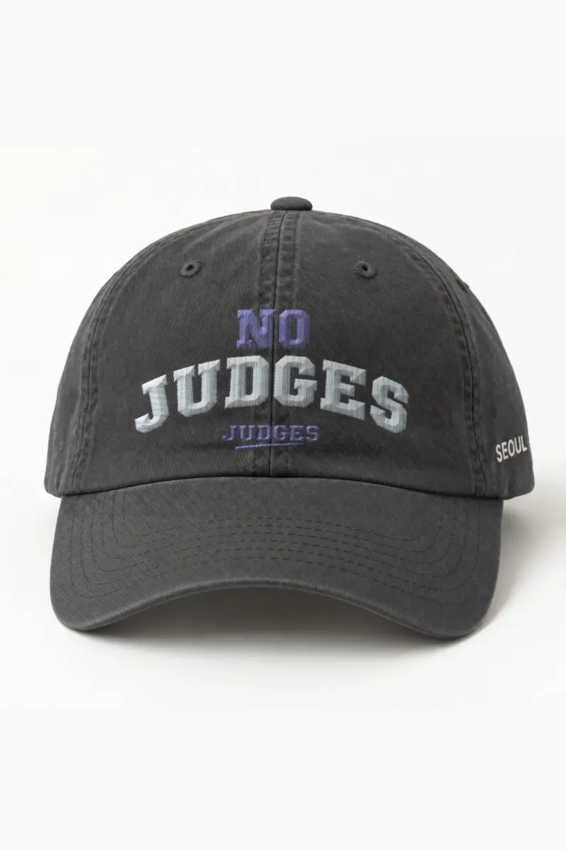 "No Judges Judges" Classic Dad Hat · Embroidered — dark-grey/cap-front
