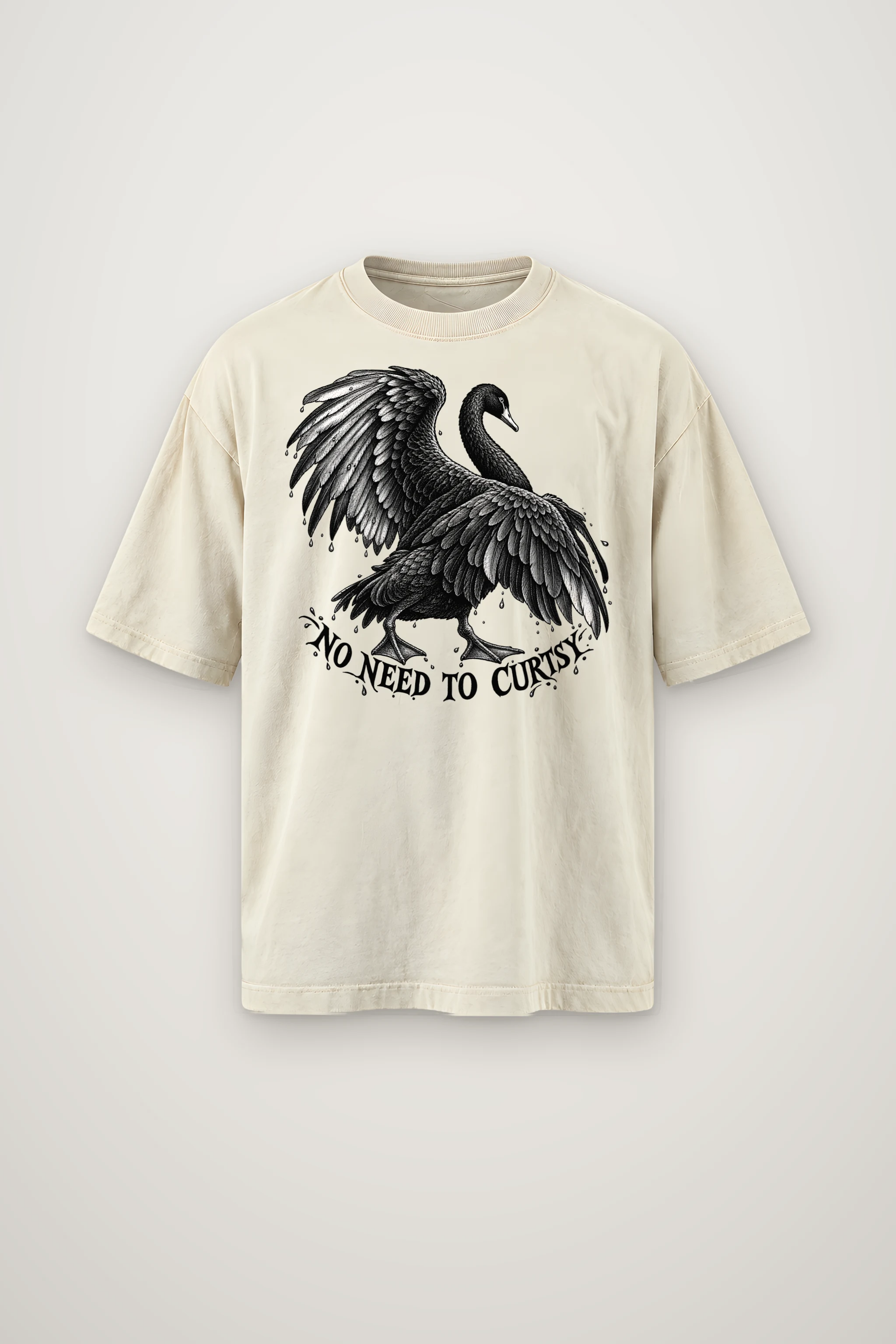 "No Need to Curtsy" Men's Oversized Heavyweight Crewneck T-Shirt