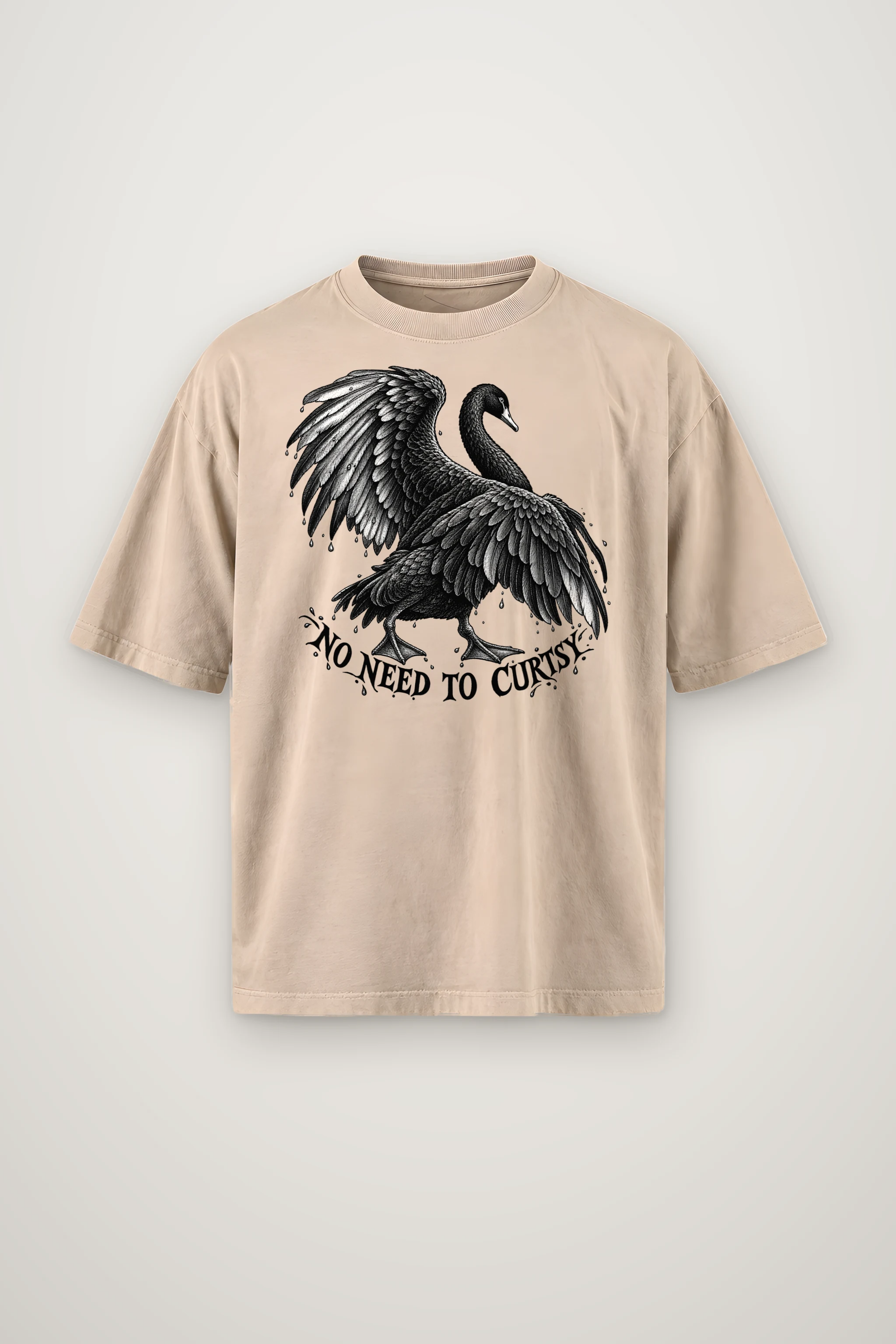 "No Need to Curtsy" Men's Oversized Heavyweight Crewneck T-Shirt