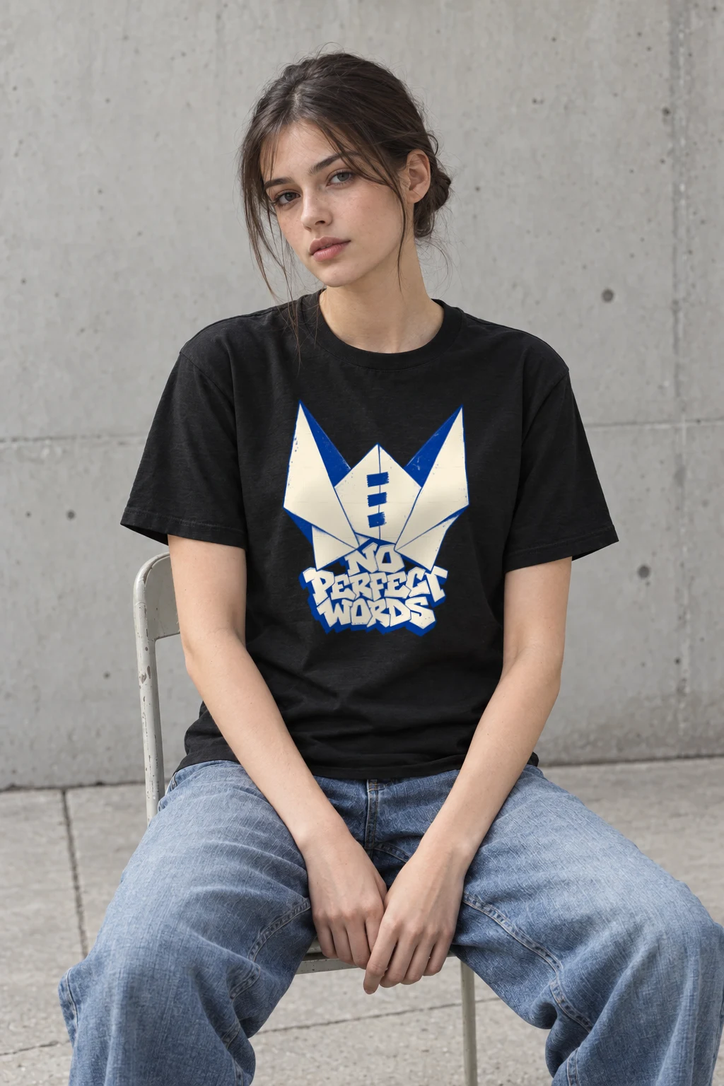"NO PERFECT WORDS" Heavyweight Unisex Crewneck T-shirt