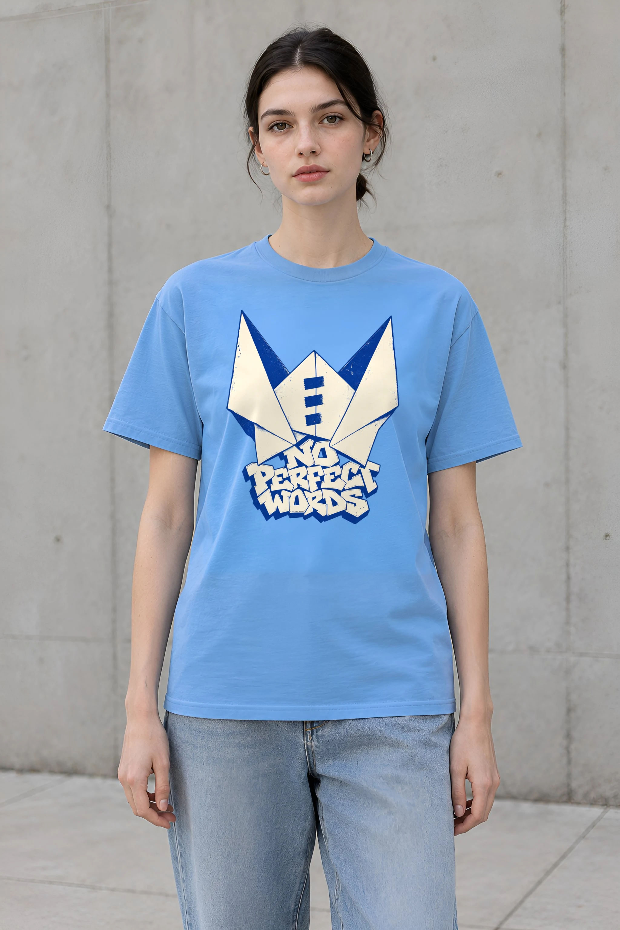 "NO PERFECT WORDS" Heavyweight Unisex Crewneck T-shirt