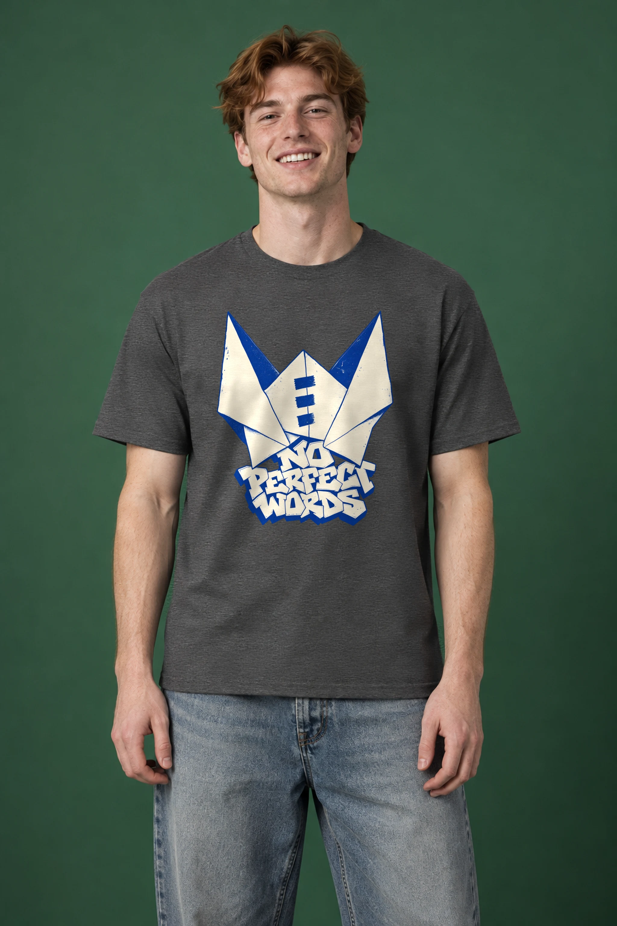 "NO PERFECT WORDS" Heavyweight Unisex Crewneck T-shirt