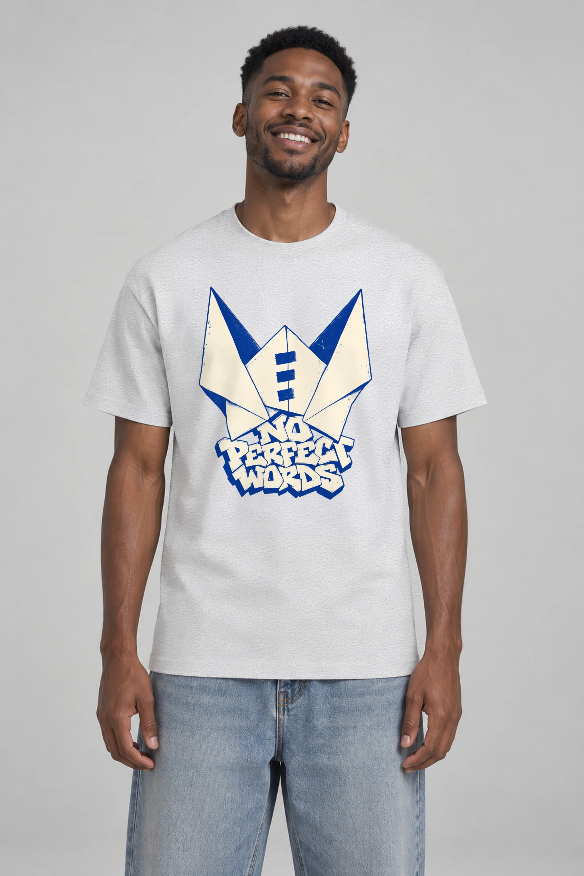"NO PERFECT WORDS" Heavyweight Unisex Crewneck T-shirt