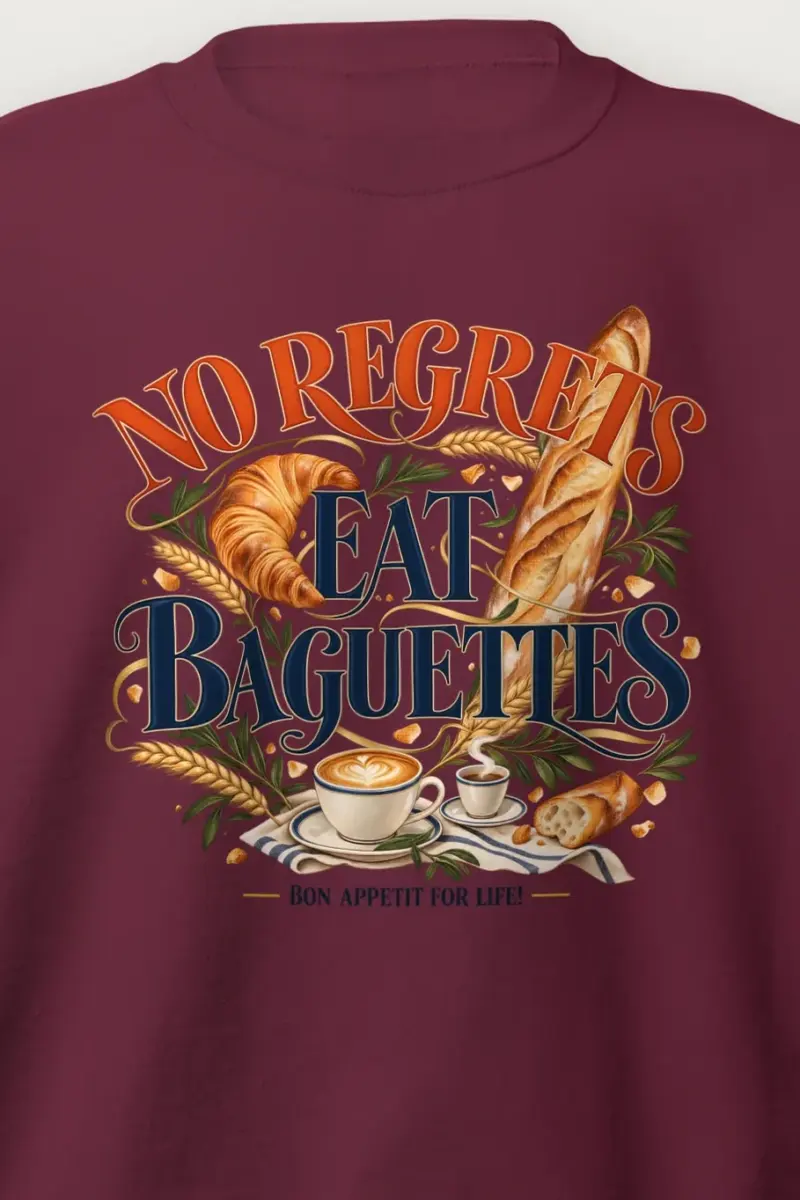 "No Regrets Eat Baguettes" Heavy Blend Unisex Crewneck Sweatshirt
