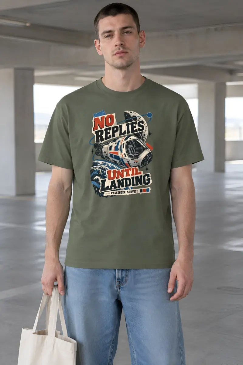 "No Replies Until Landing" Heavyweight Unisex Crewneck T-shirt