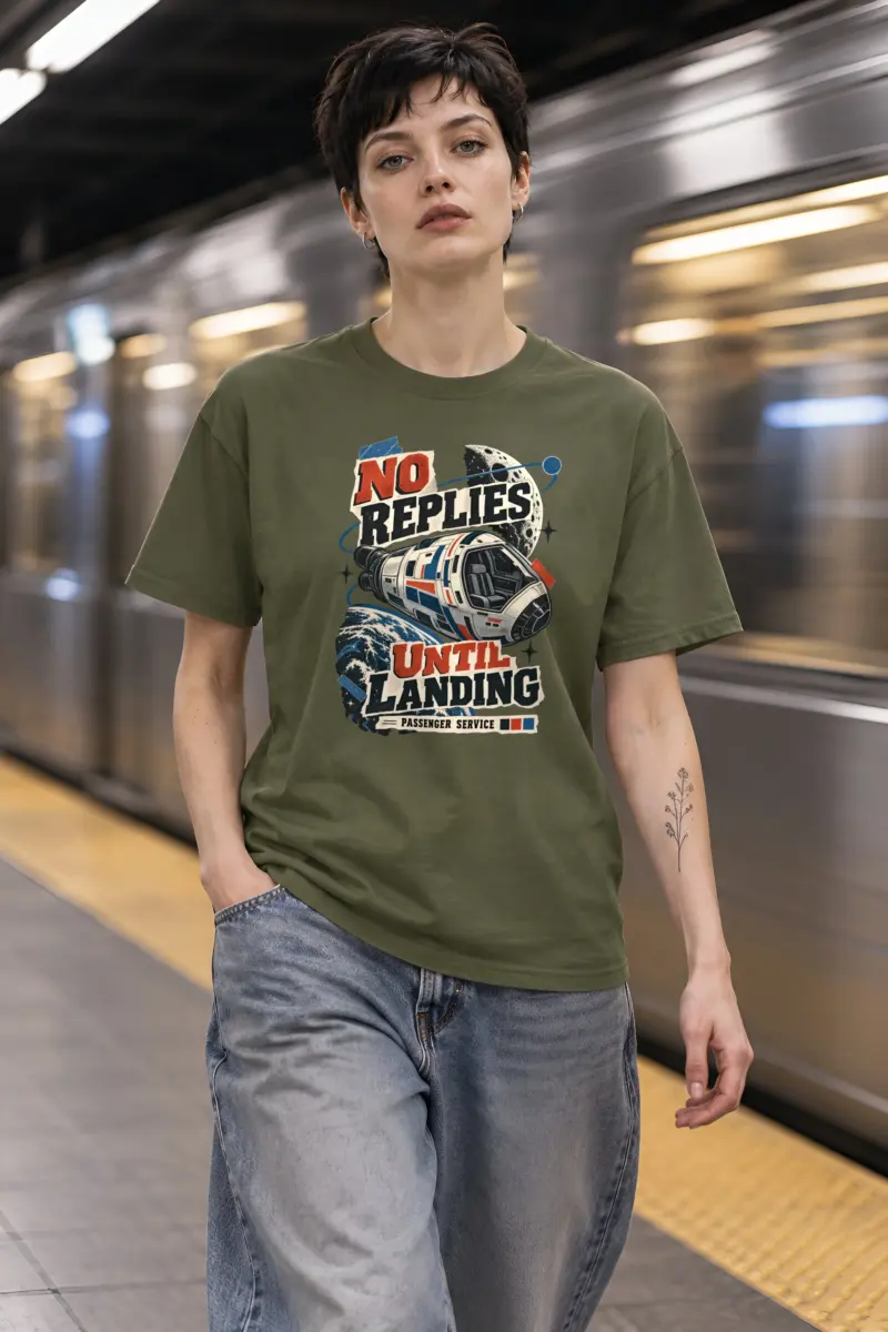 "No Replies Until Landing" Heavyweight Unisex Crewneck T-shirt