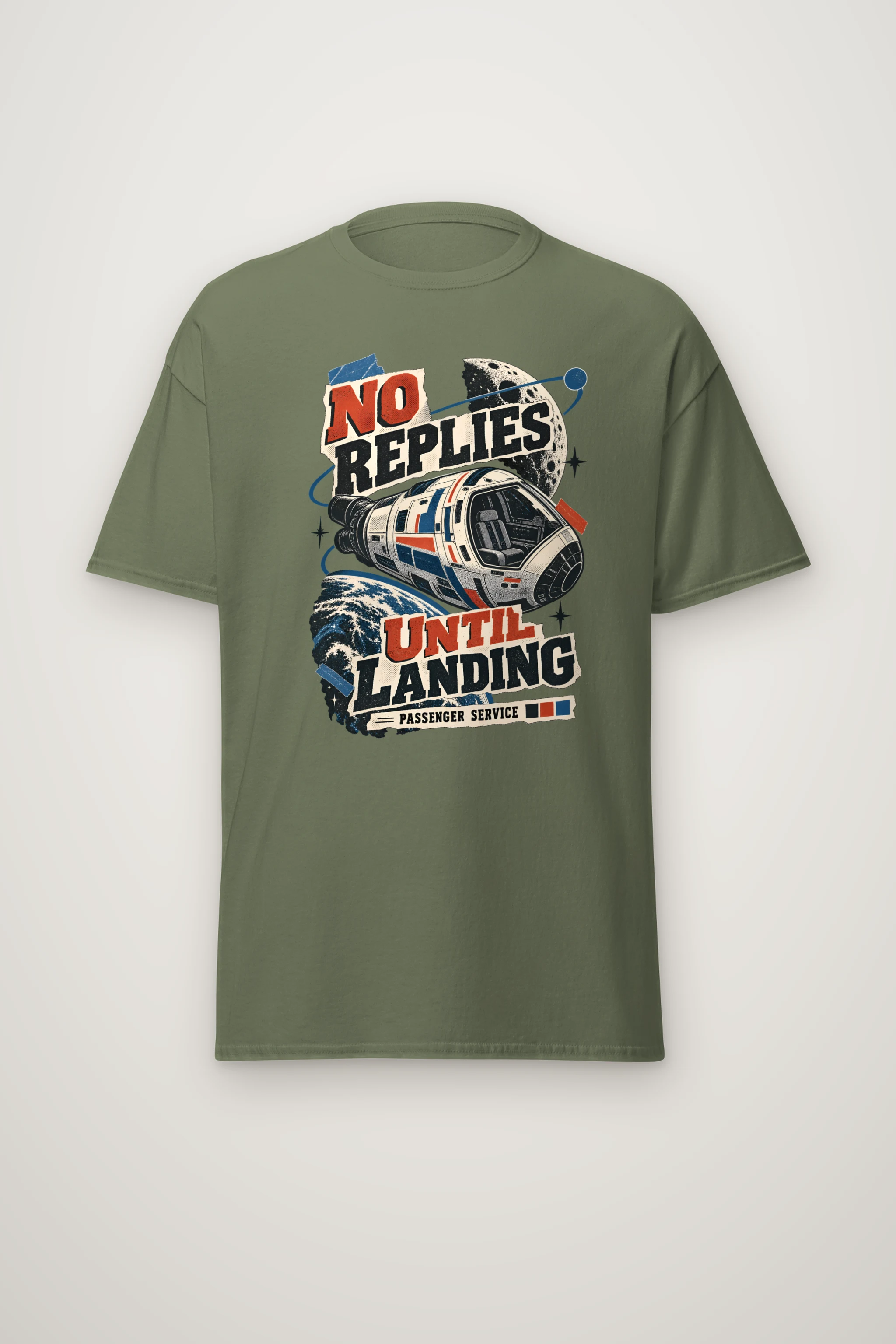 "No Replies Until Landing" Heavyweight Unisex Crewneck T-shirt