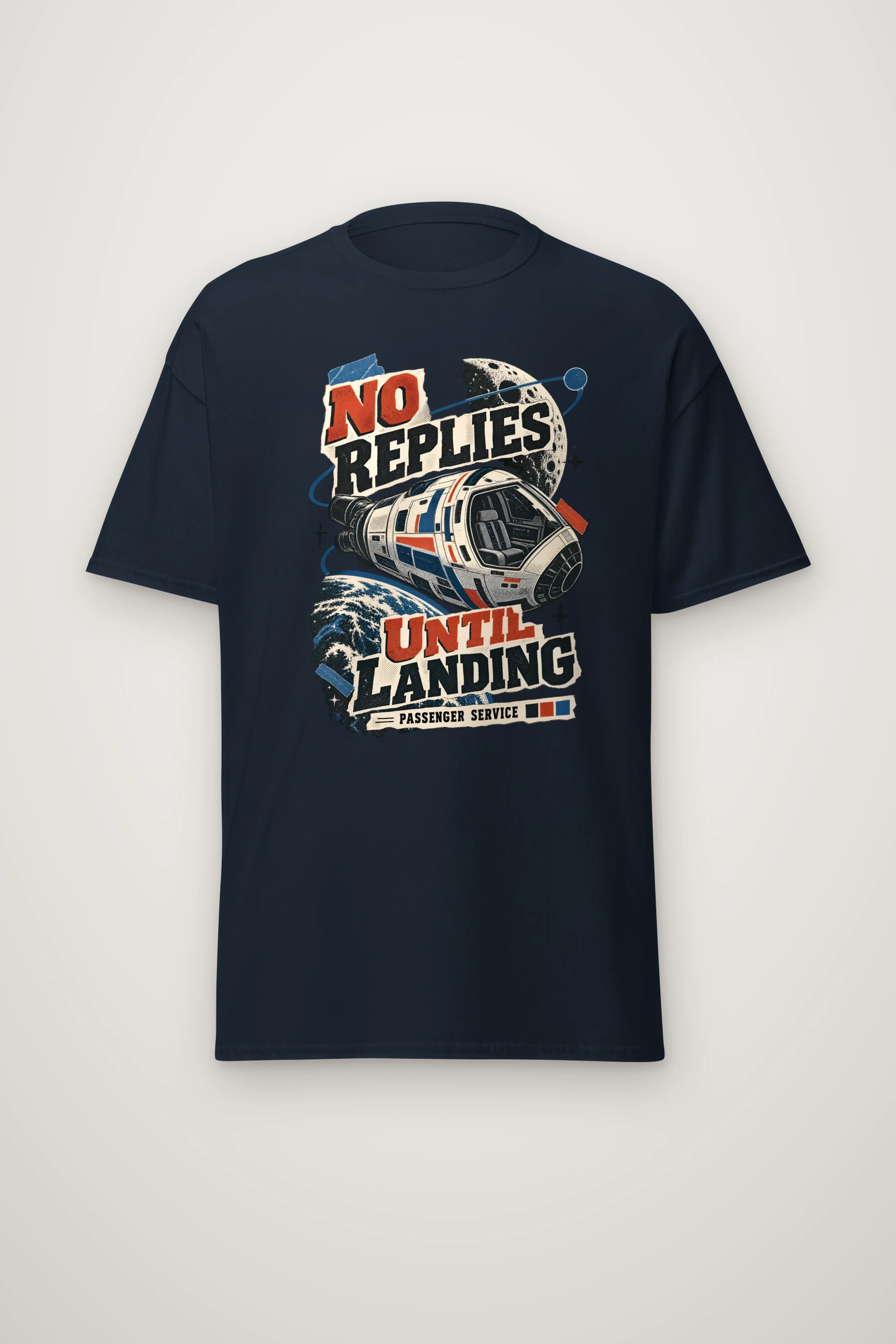 "No Replies Until Landing" Heavyweight Unisex Crewneck T-shirt