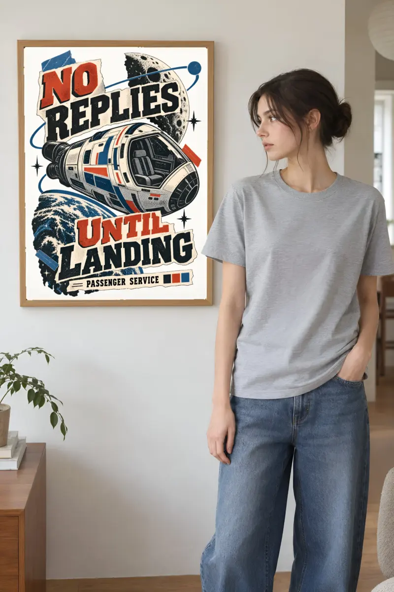 “No Replies Until Landing” Premium Wooden Framed Poster