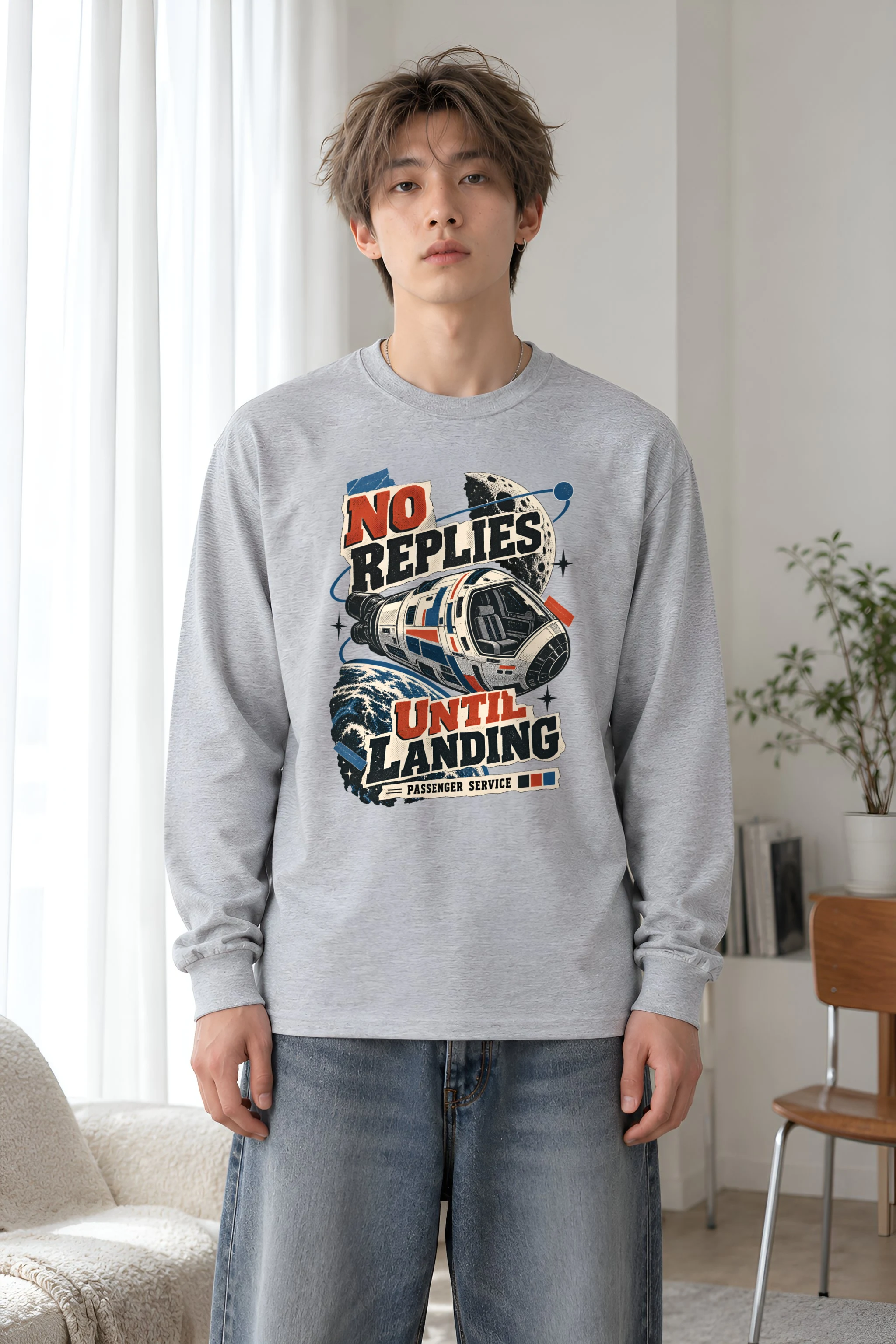 "No Replies Until Landing" Unisex Longsleeve T-shirt