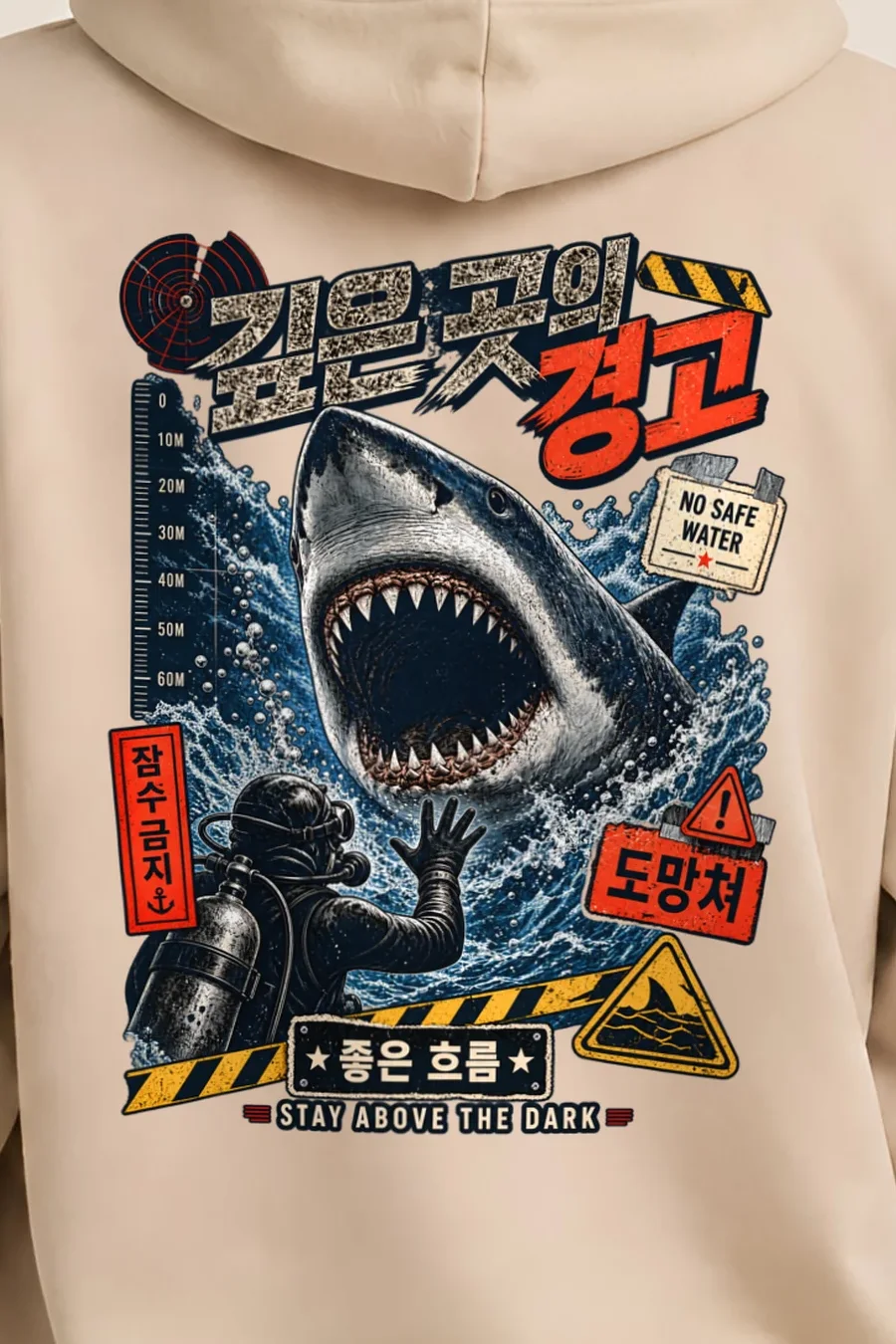 "No Safe Water" Unisex Pullover Hoodie - the graphic up close