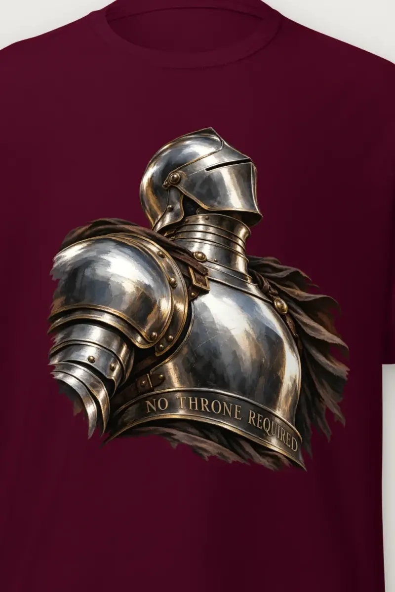 "No Throne Required" Heavyweight Unisex Crewneck T-shirt - the graphic up close