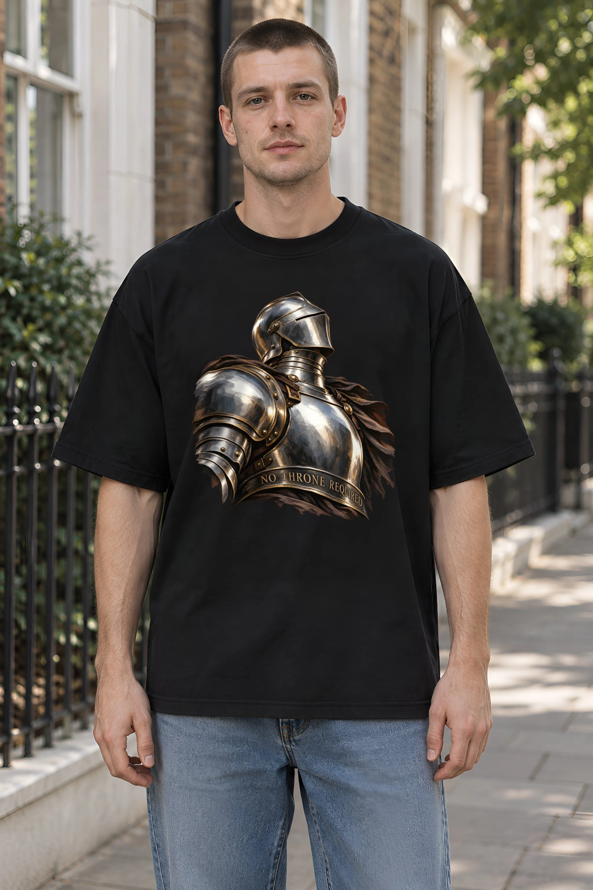 "No Throne Required" Men's Oversized Heavyweight Crewneck T-Shirt