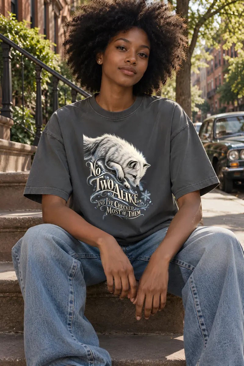 "No Two Alike Arctic Fox" Unisex Oversized Heavyweight Crewneck T-Shirt