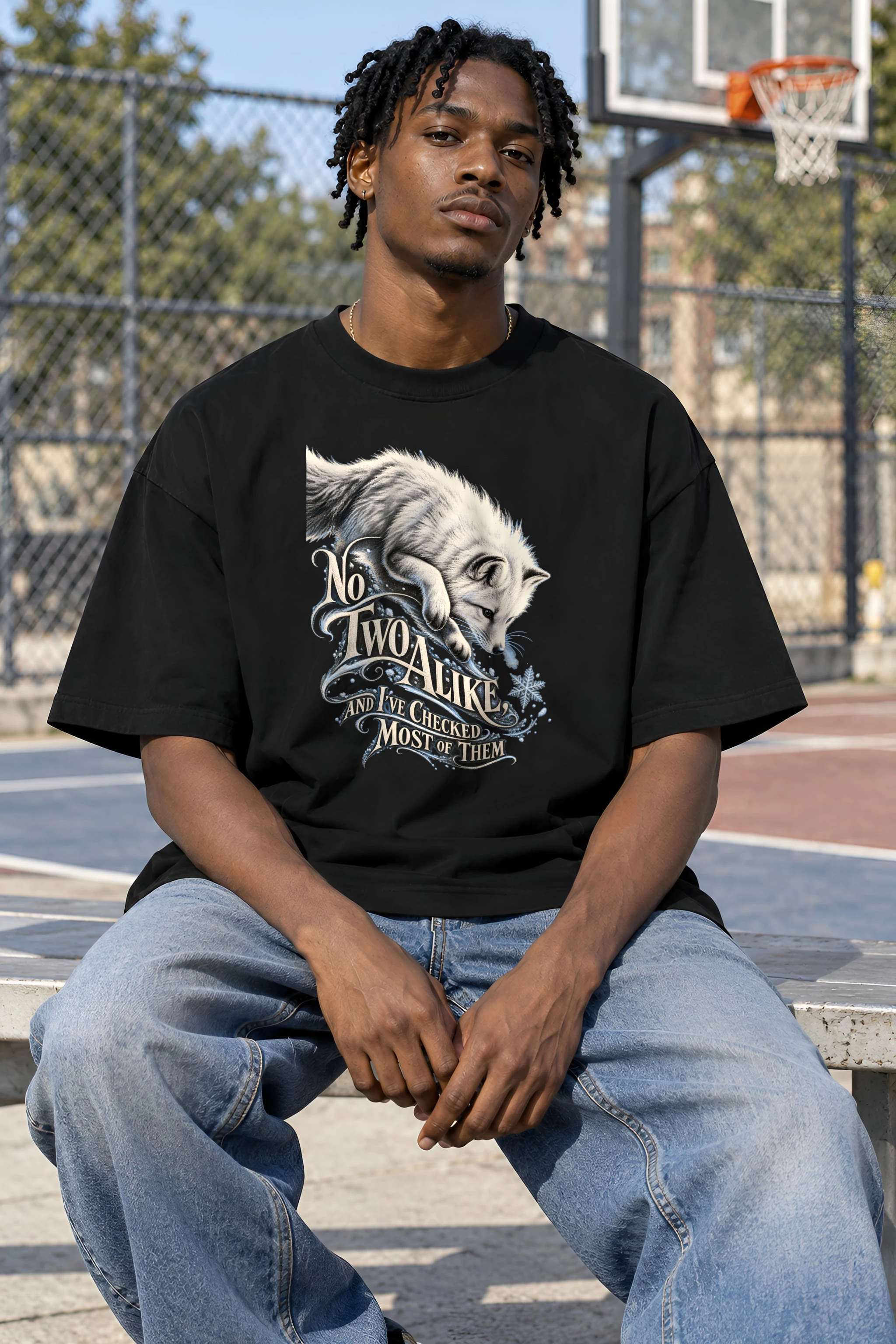 "No Two Alike Arctic Fox" Unisex Oversized Heavyweight Crewneck T-Shirt