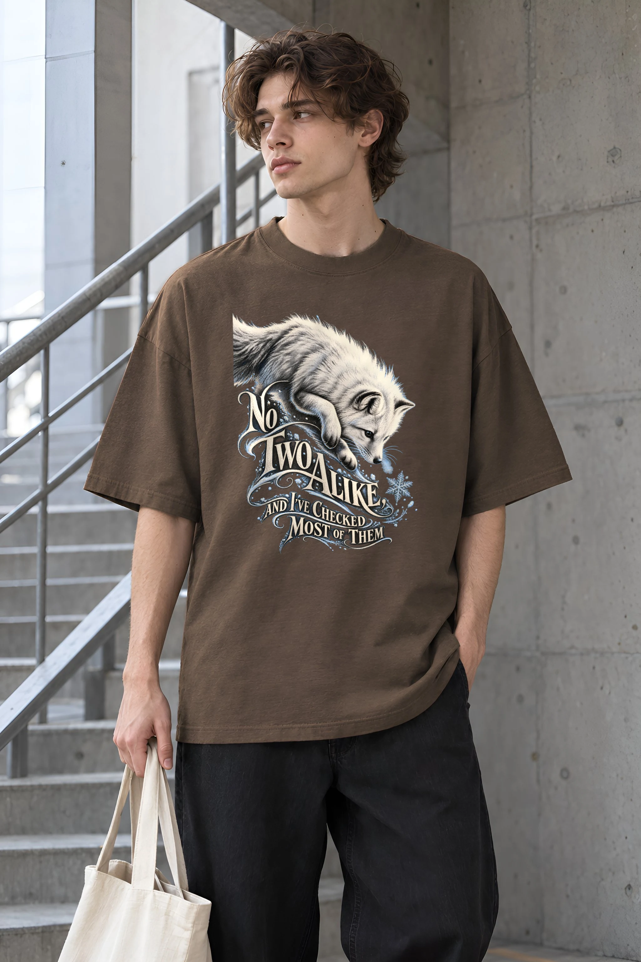 "No Two Alike Arctic Fox" Unisex Oversized Heavyweight Crewneck T-Shirt