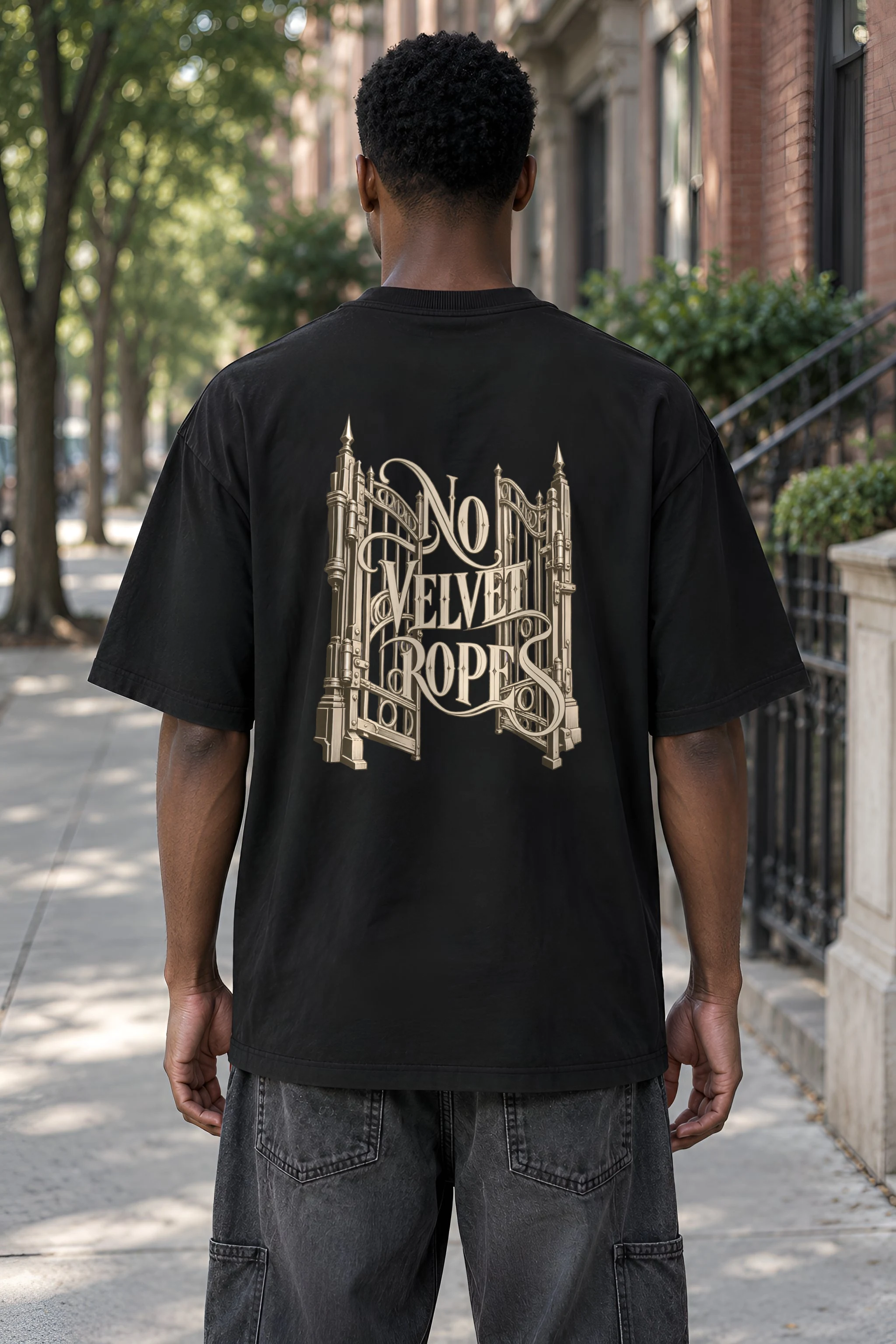 "No Velvet Ropes" Men's Oversized Heavyweight Crewneck T-Shirt