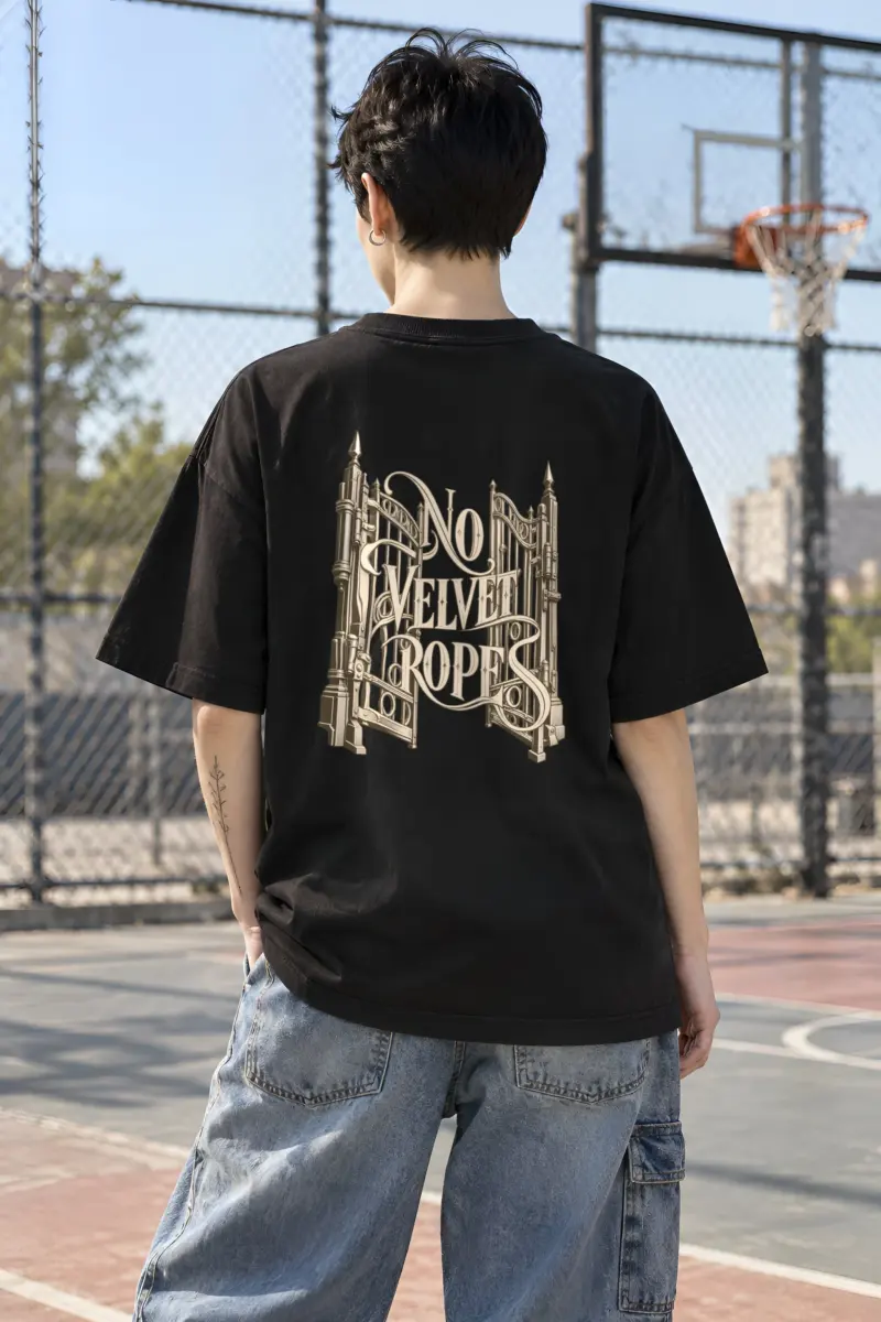 "No Velvet Ropes" Unisex Oversized Heavyweight Crewneck T-Shirt